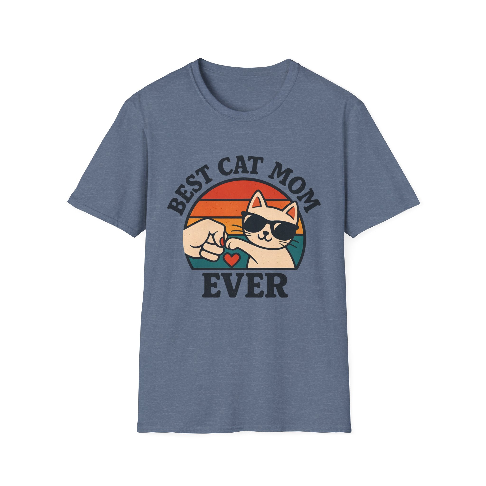 Best Cat Mom Ever T-Shirt — Cute Retro Cat Fist Bump Tee for Cat Lovers, Mother's Day Gift