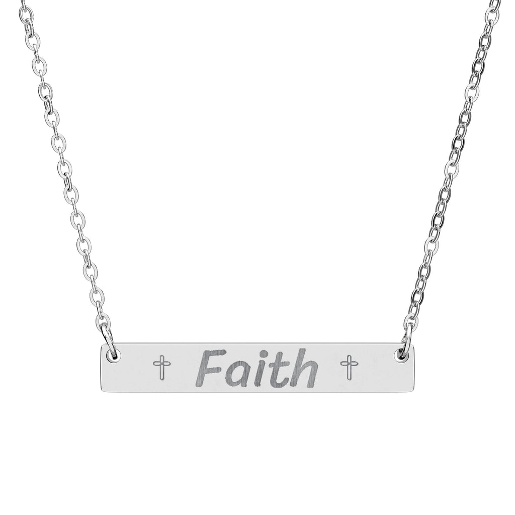Faith Engraved Bar Necklace