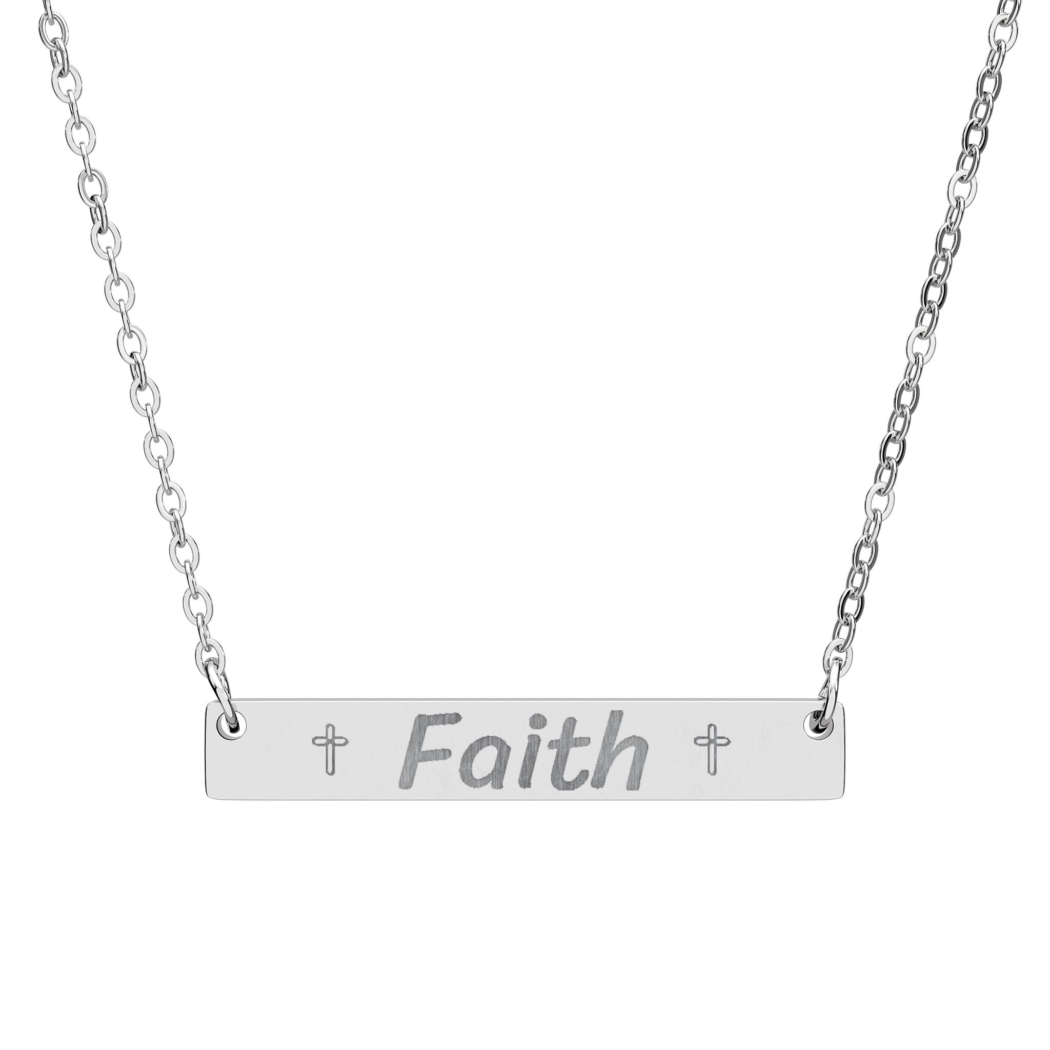 Faith Engraved Bar Necklace