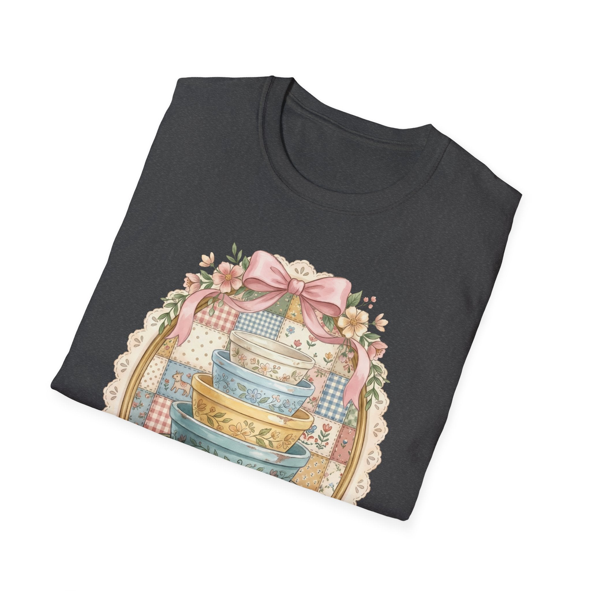 Vintage Mixing Bowls T-Shirt — Shabby Chic Kitchen Stack Graphic Tee