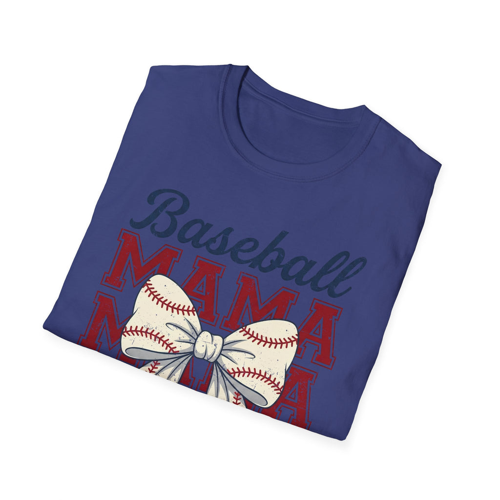 Baseball Mama T-Shirt — Retro Bow Baseball Mom Tee