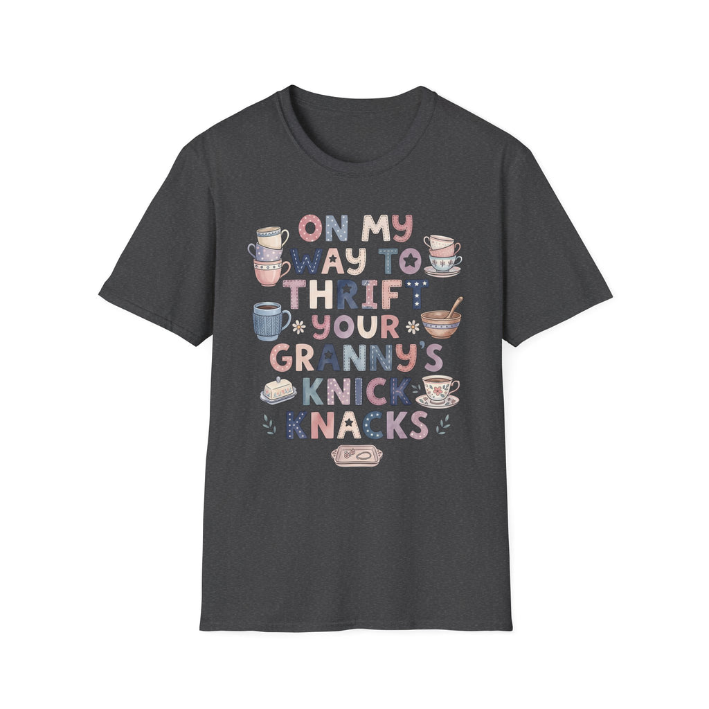 Thrifted Finds Tee — “On My Way to Thrift Your Granny’s Knick Knacks” Vintage Coffee Graphic T-Shirt