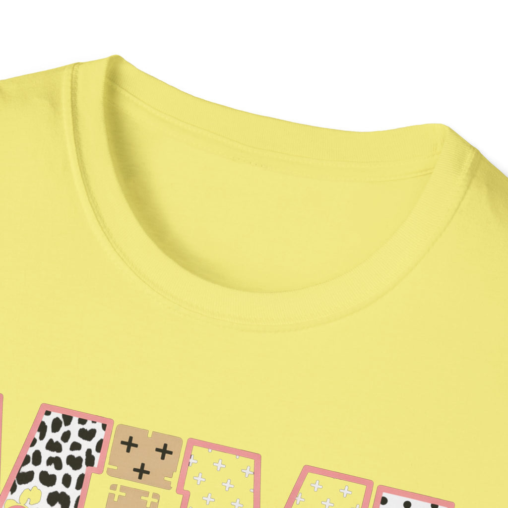 Mimi Leopard Patchwork T‑Shirt — Cute Floral & Animal Print "Mimi" Graphic Tee