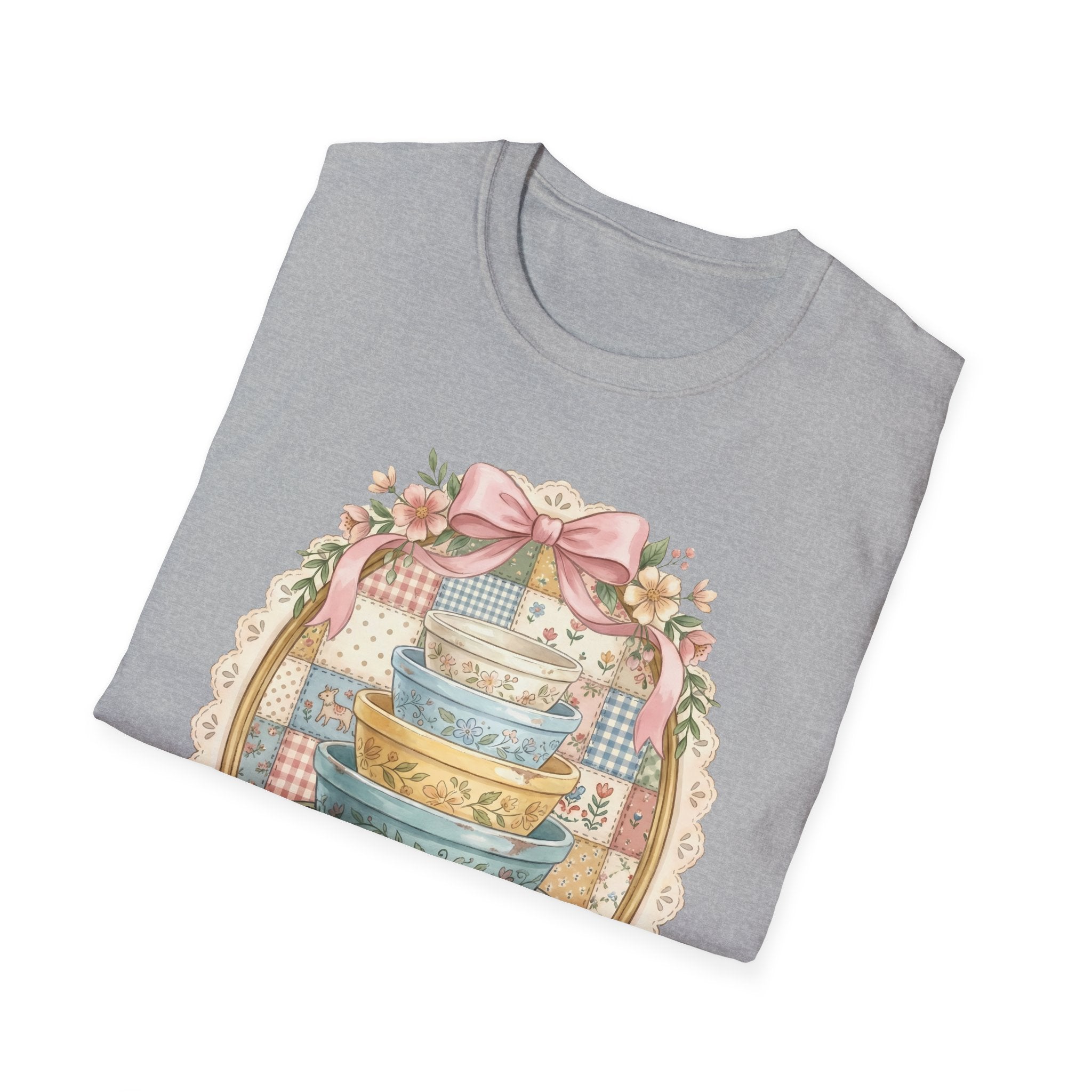 Vintage Mixing Bowls T-Shirt — Shabby Chic Kitchen Stack Graphic Tee
