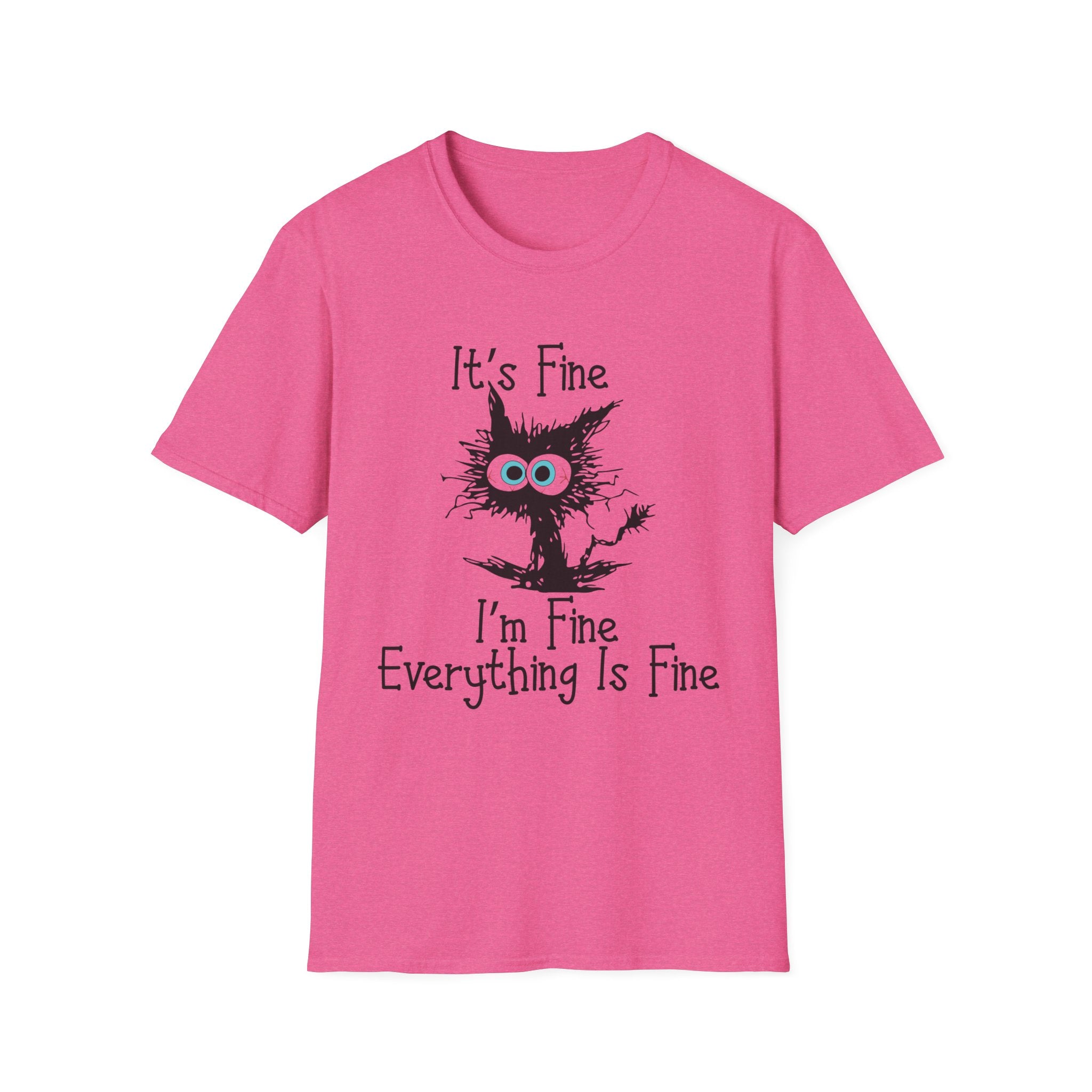It's Fine Cat T-Shirt — Funny Grunge Cat Graphic Tee ("It's Fine I'm Fine Everything Is Fine")