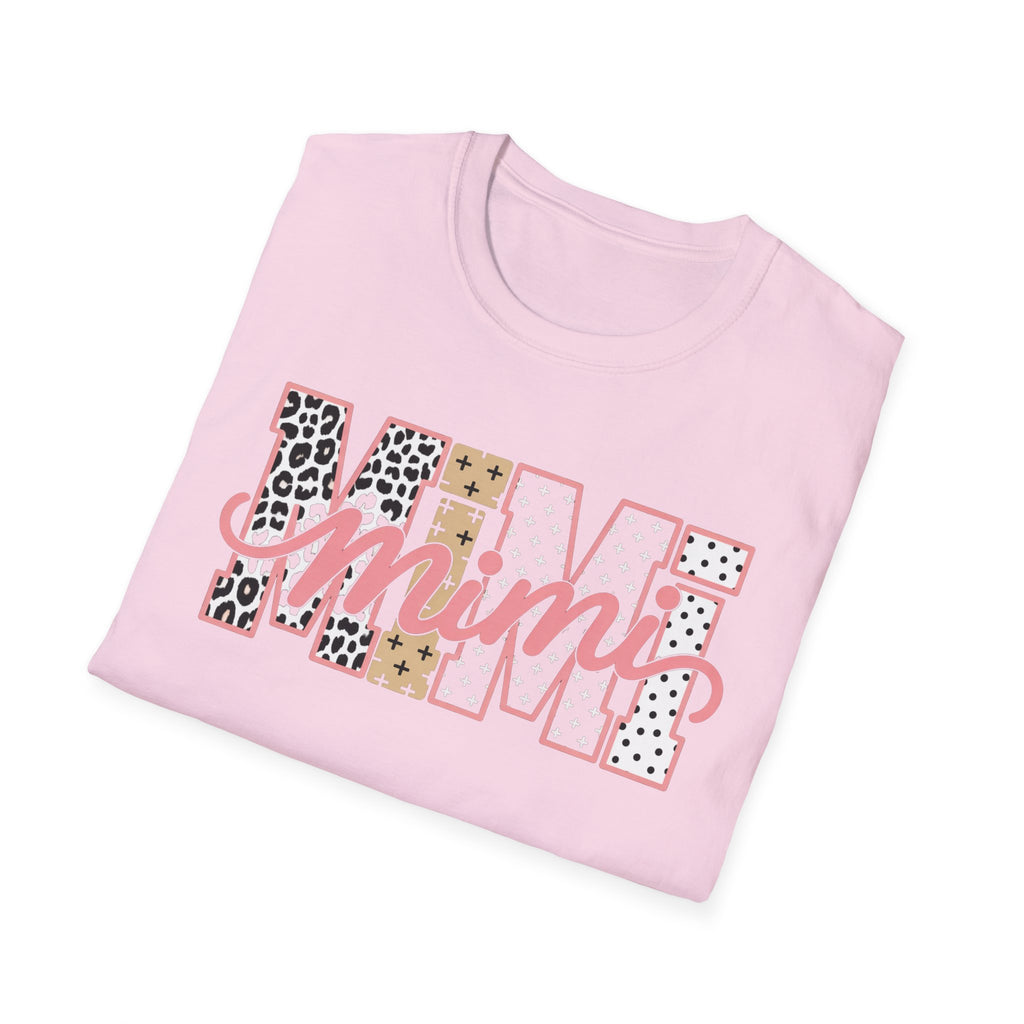 Mimi Leopard Patchwork T‑Shirt — Cute Floral & Animal Print "Mimi" Graphic Tee