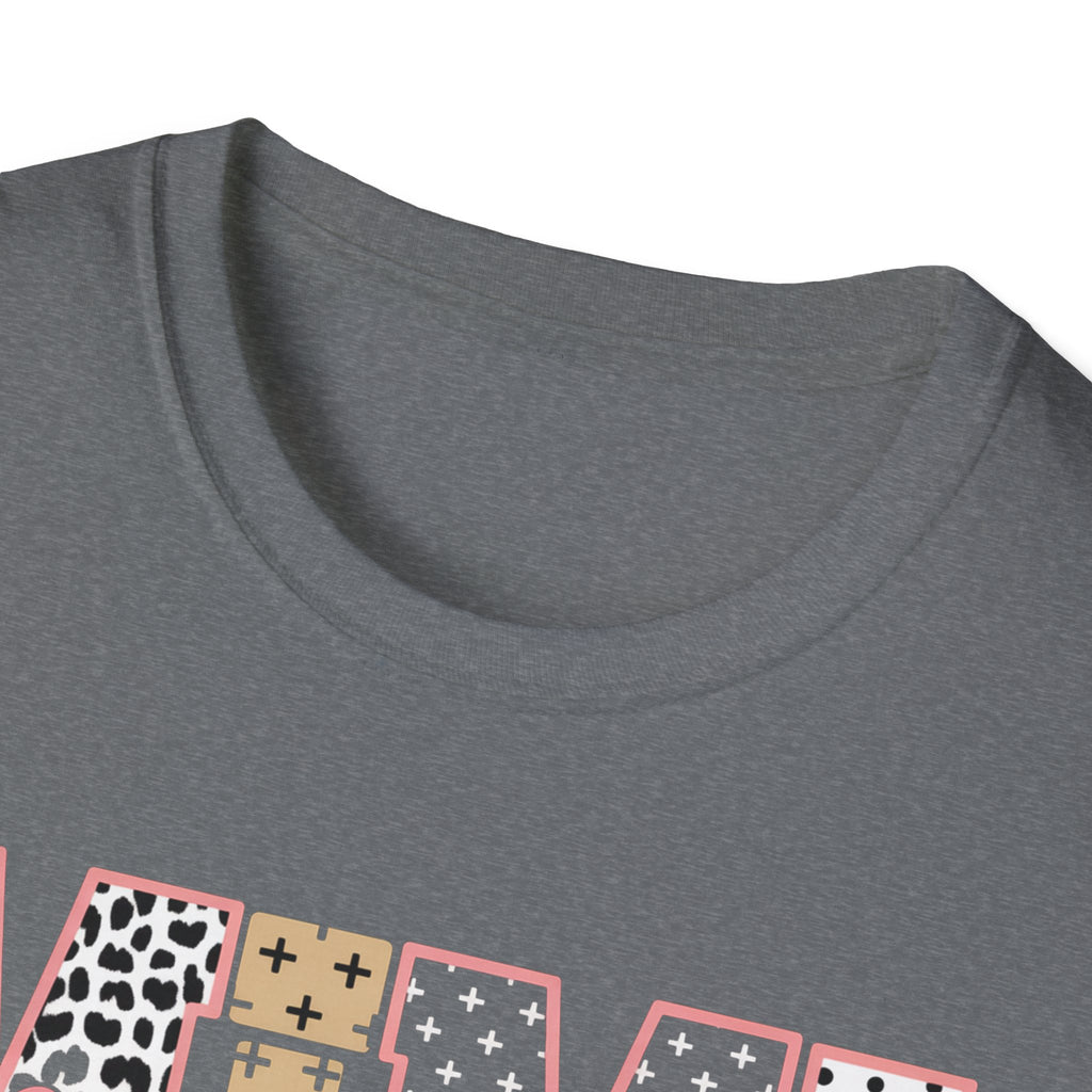 Mimi Leopard Patchwork T‑Shirt — Cute Floral & Animal Print "Mimi" Graphic Tee