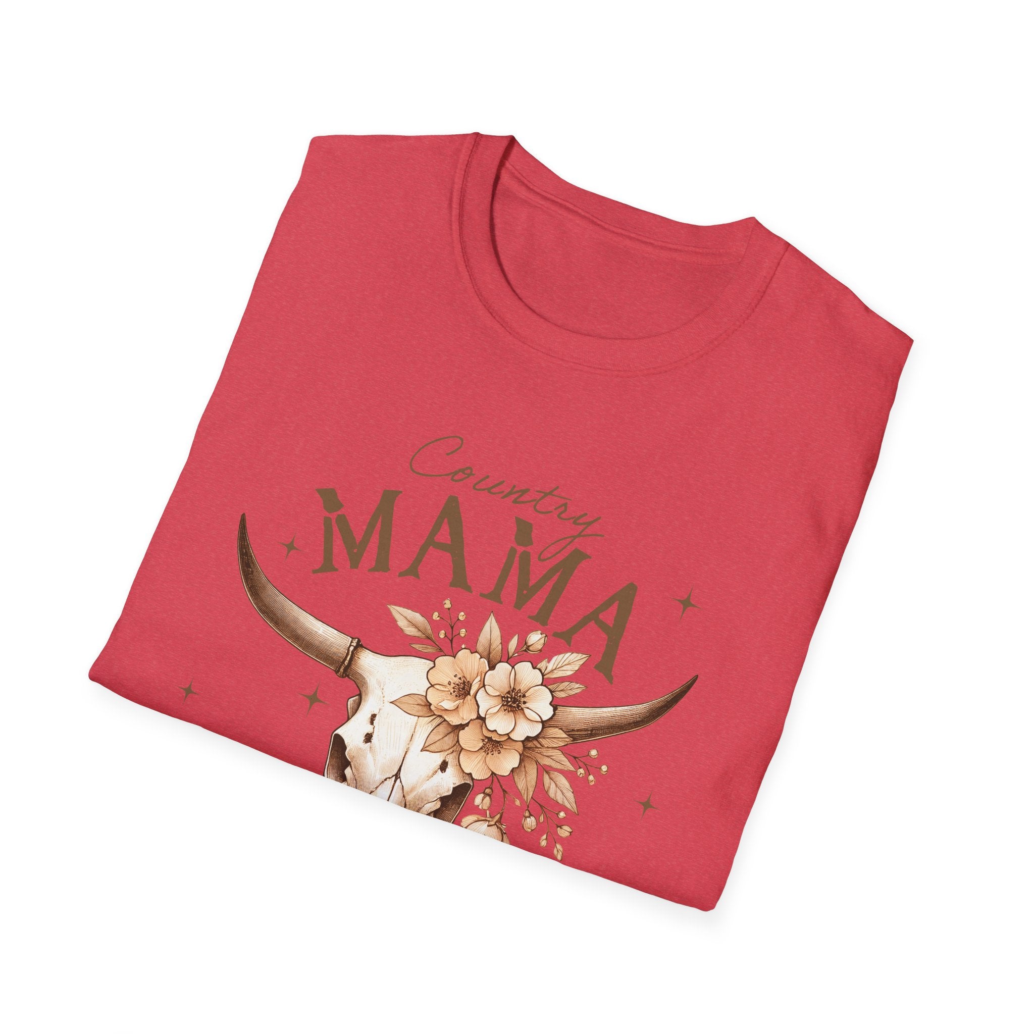 Country Mama T-Shirt — Floral Longhorn Skull Graphic