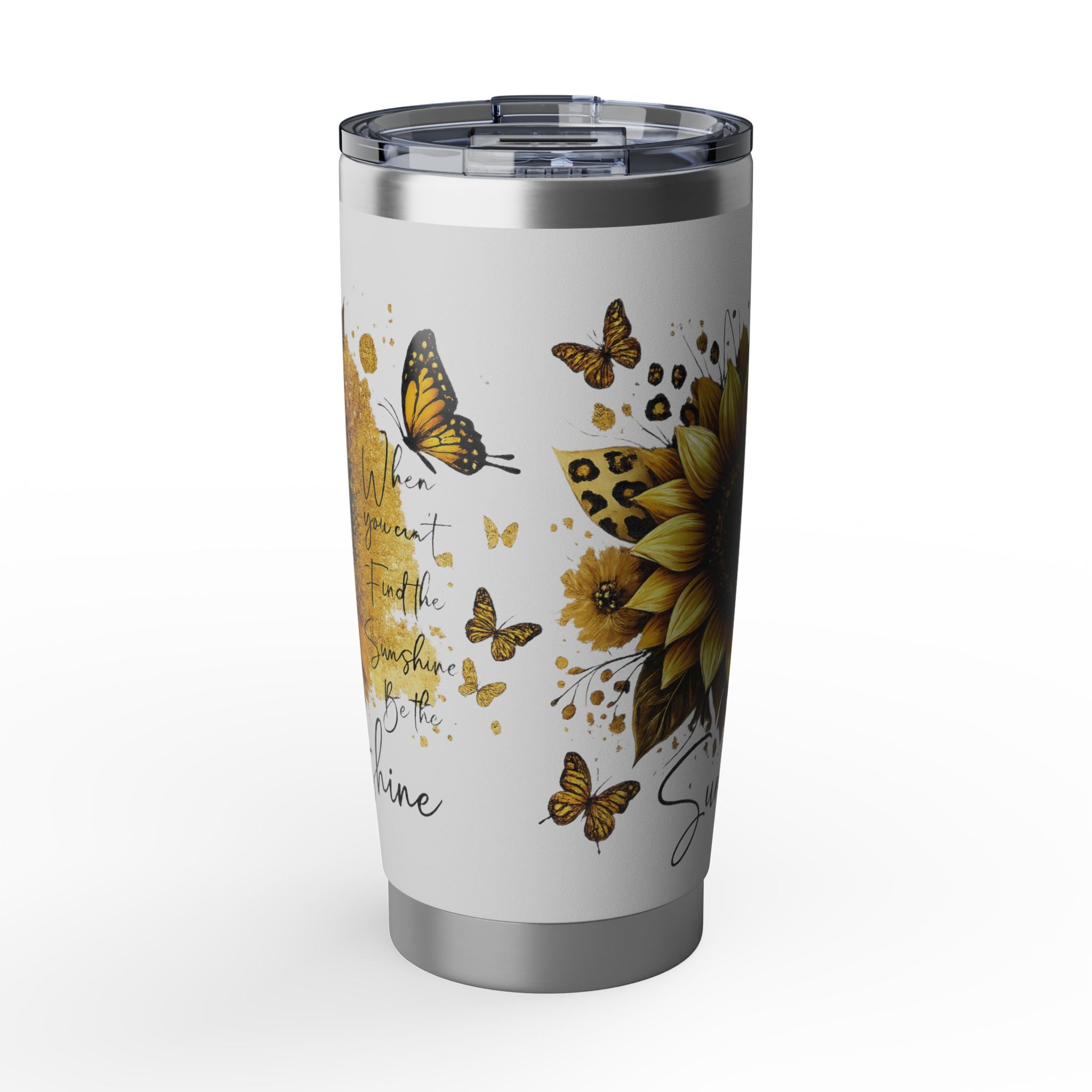 Sunflower & Monarch 20oz Tumbler — Inspirational Travel Drinkware