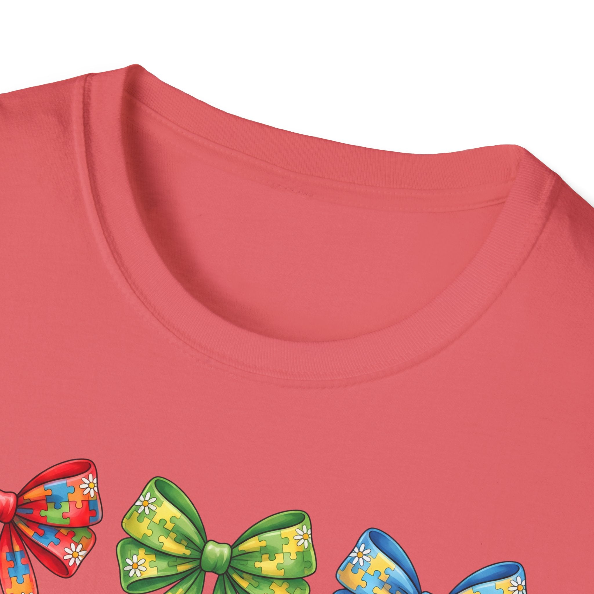 Autism Awareness T-Shirt — "Autism: Accept • Understand • Love" with Colorful Ribbon Bows