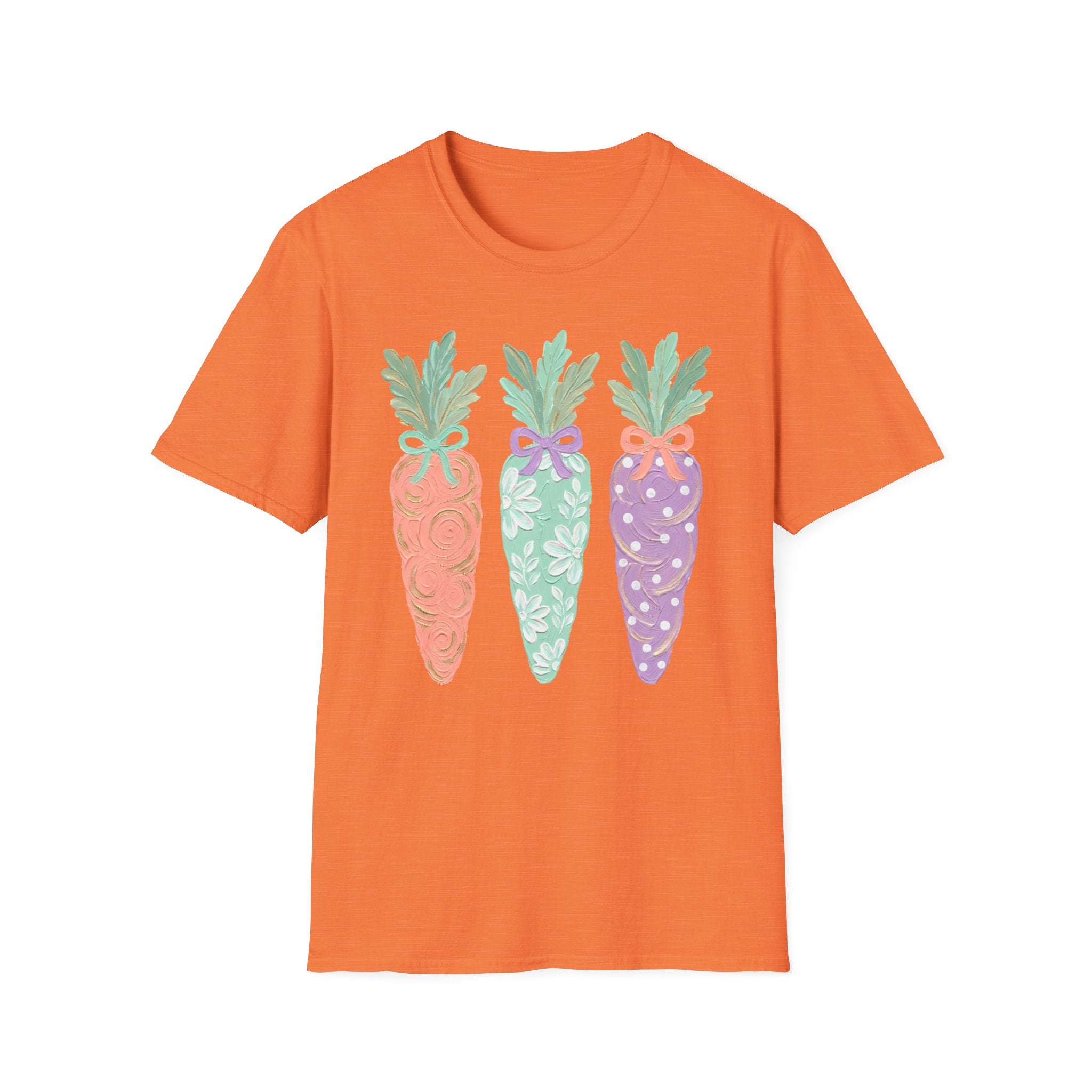 Carrot Trio Graphic T-Shirt — Pastel Floral Easter Tee