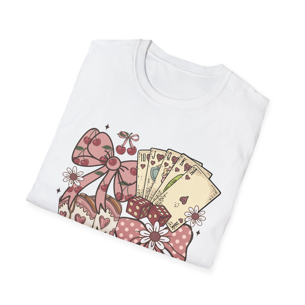 Cowgirl Aesthetic T‑Shirt — Western Boots, Cards & Ribbon Graphic
