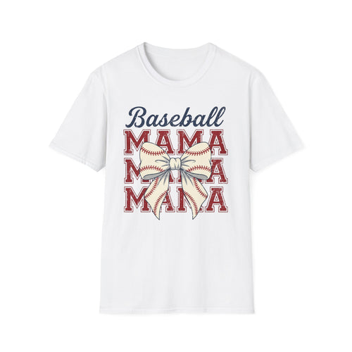 Baseball Mama T-Shirt — Retro Bow Baseball Mom Tee