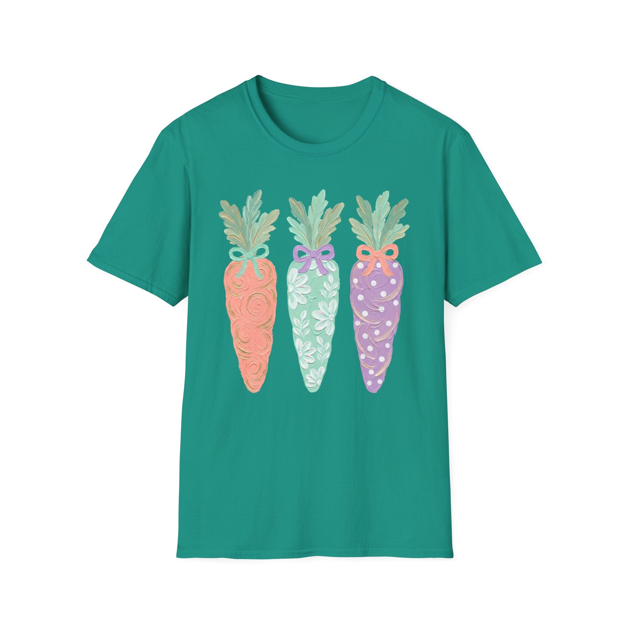 Carrot Trio Graphic T-Shirt — Pastel Floral Easter Tee