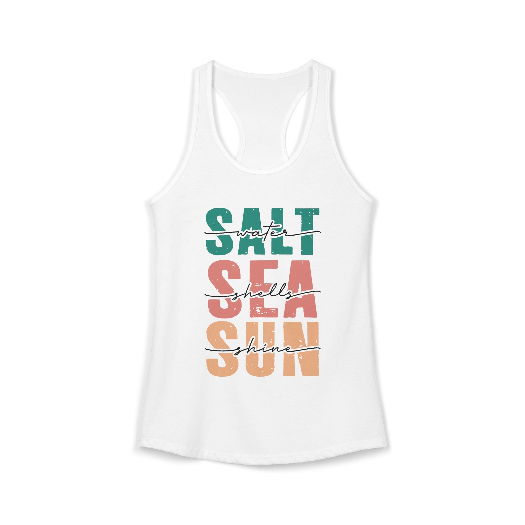 Salt Water, Seashells, Sunshine, -- Women's Ideal Racerback Tank