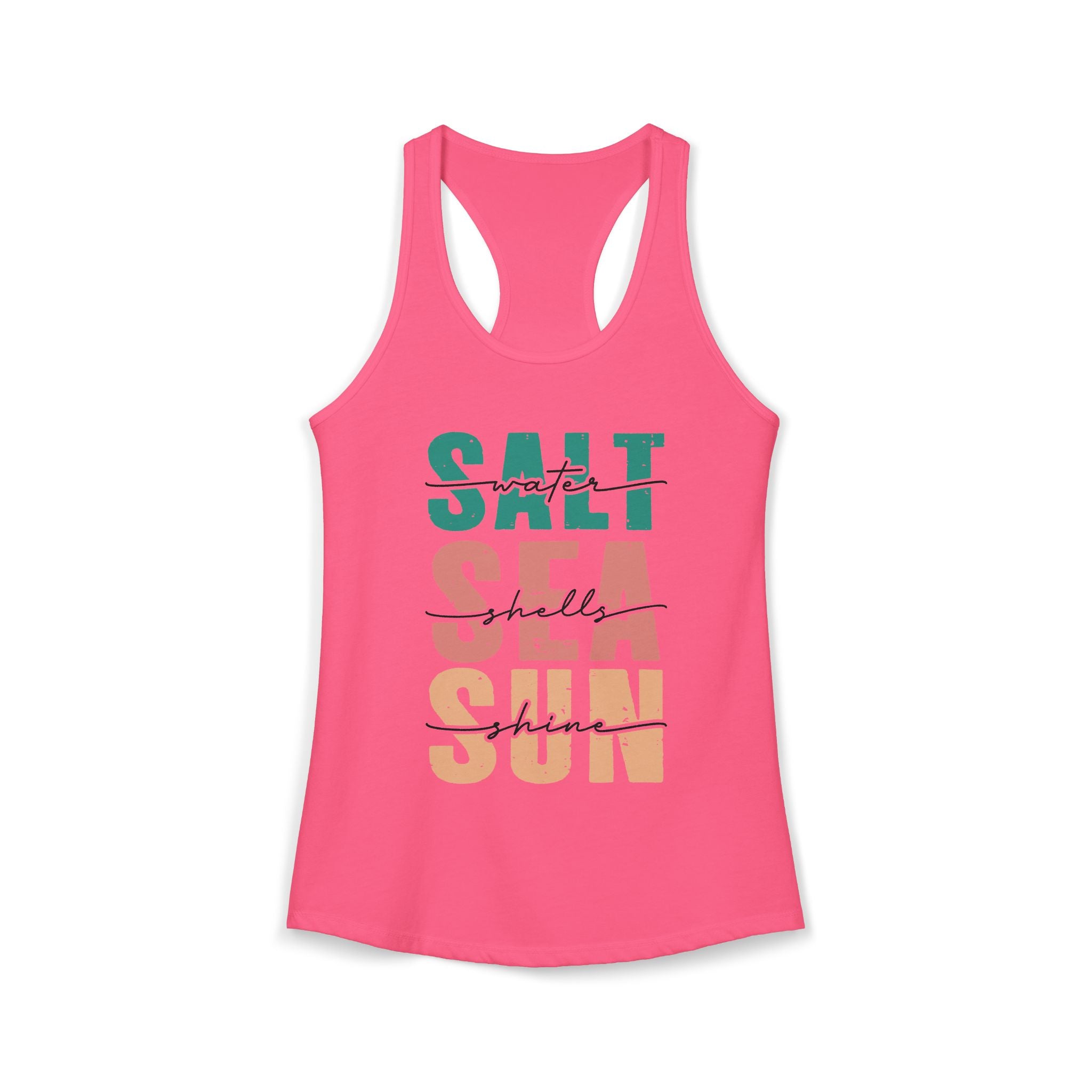 Salt Water, Seashells, Sunshine, -- Women's Ideal Racerback Tank