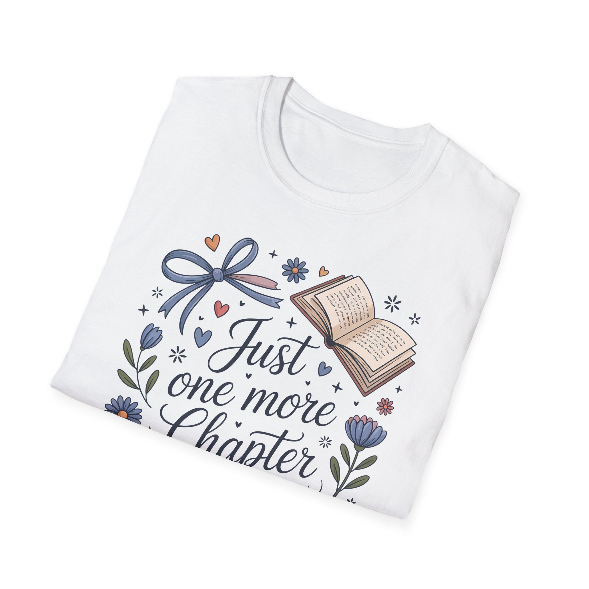 T-Shirt — "Just One More Chapter" Book Lover Tee with Glasses & Coffee