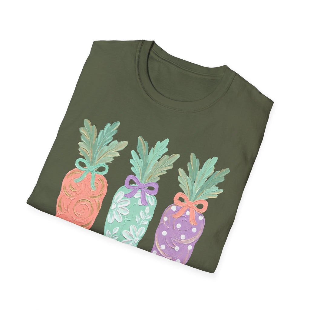Carrot Trio Graphic T-Shirt — Pastel Floral Easter Tee