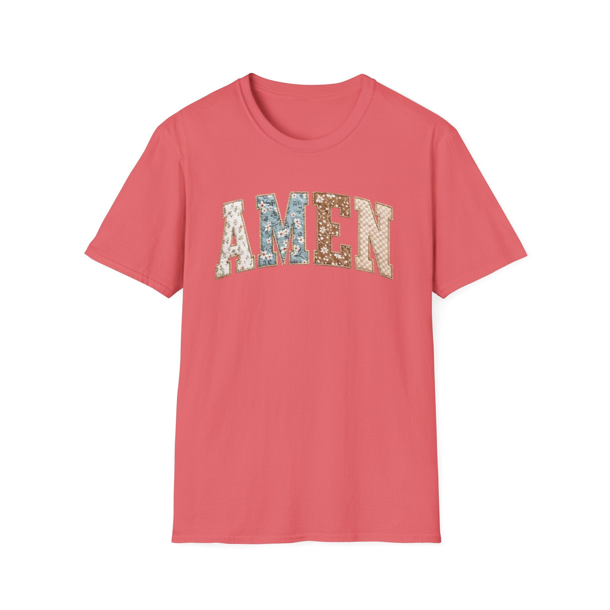 Amen Floral T-Shirt — Vintage Patchwork Faith Tee