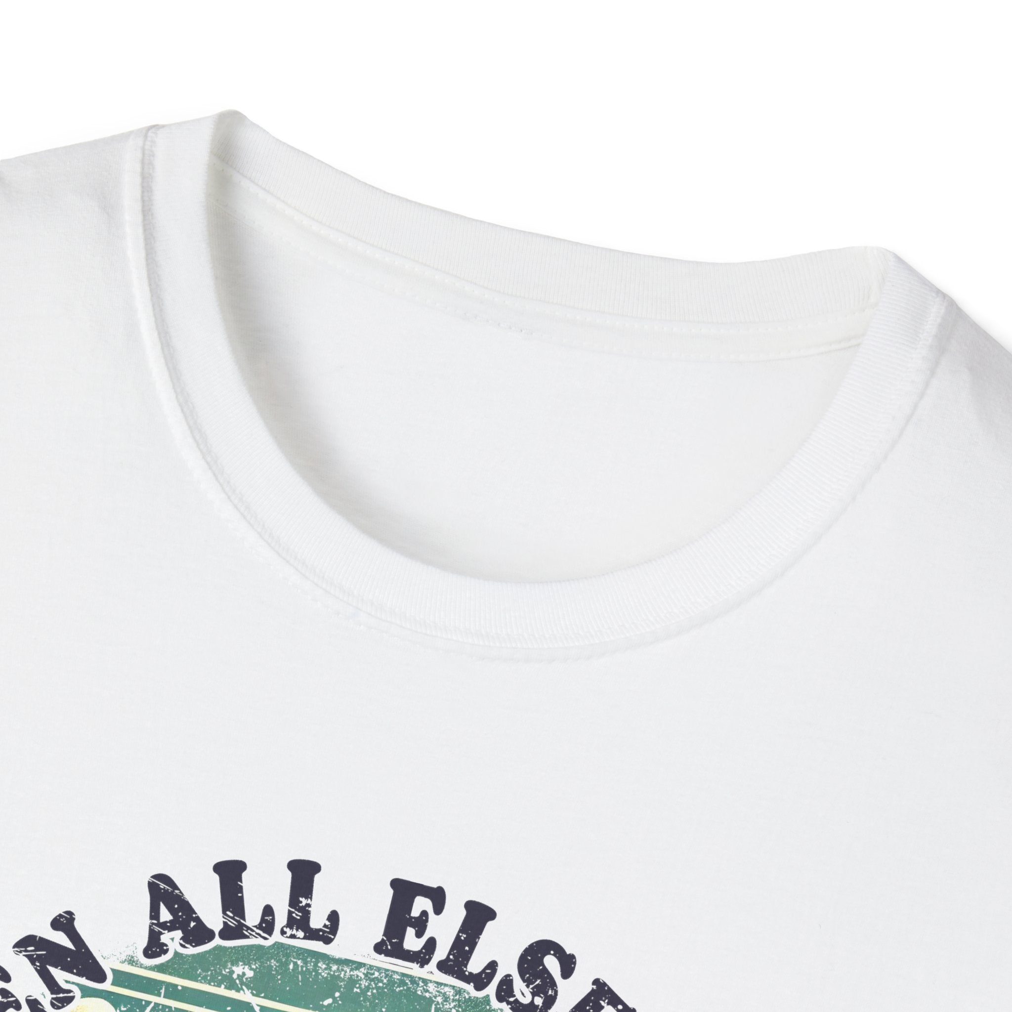 Faith-Based Graphic T-Shirt — "When All Else Fails, God Doesn't" Desert Sunset Design