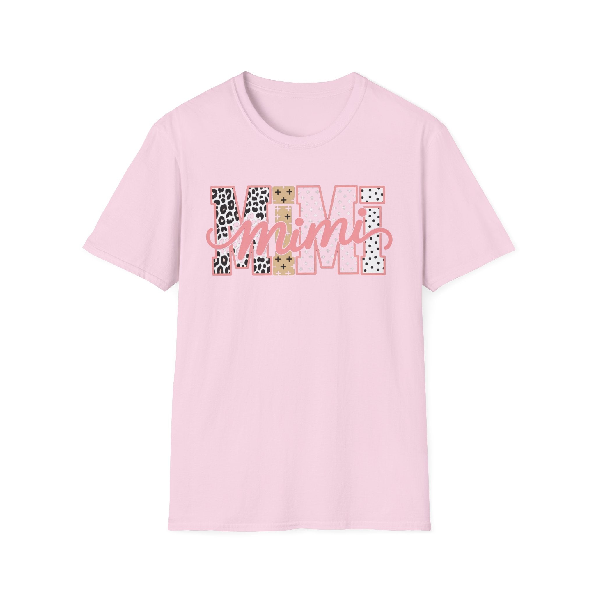 Mimi Leopard Patchwork T‑Shirt — Cute Floral & Animal Print "Mimi" Graphic Tee
