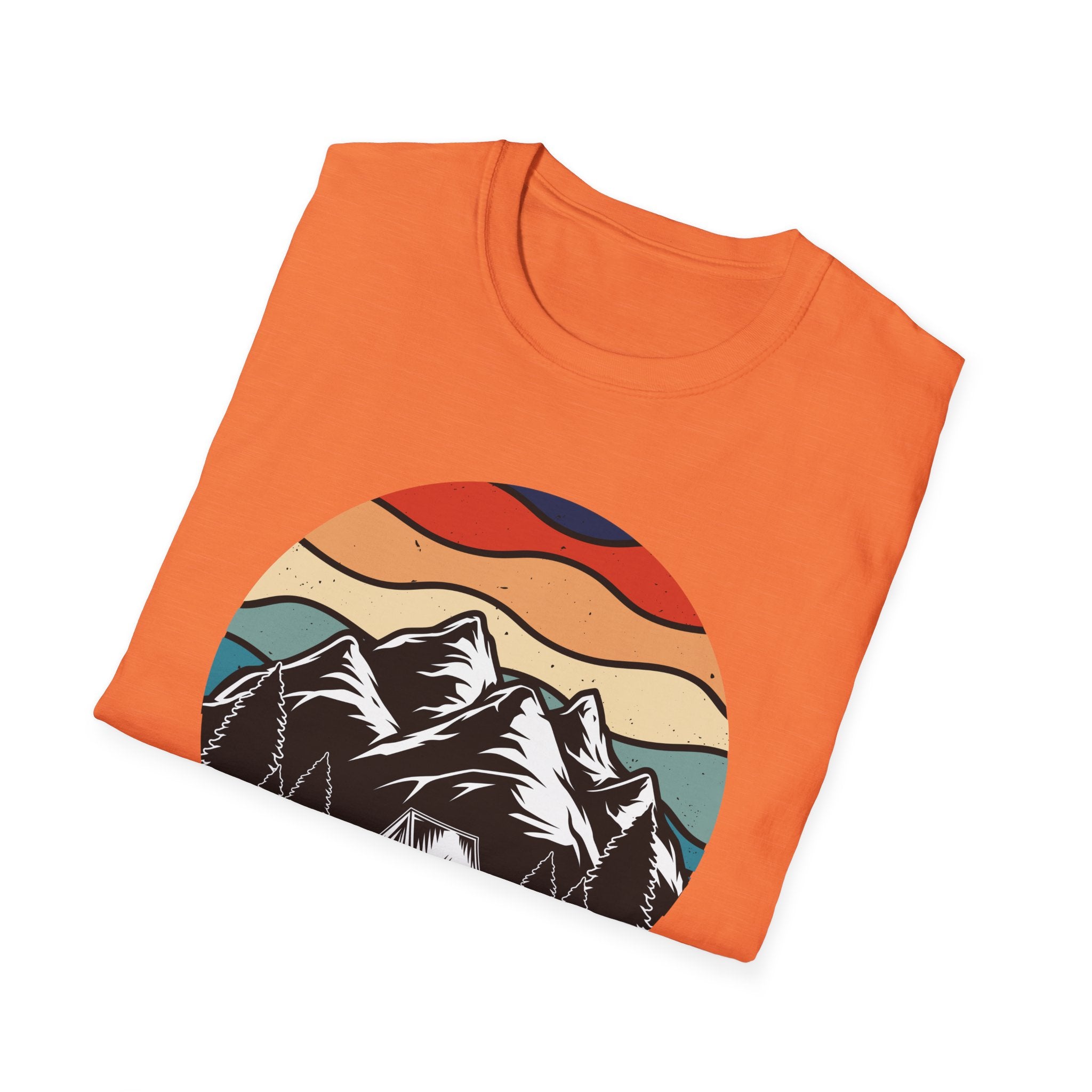 Retro Mountain Graphic T-Shirt — Sunset Camping Wilderness Tee