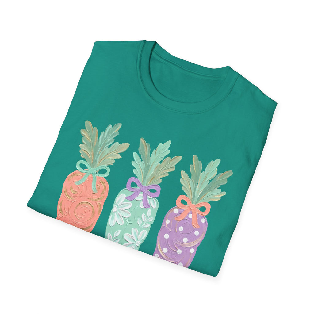 Carrot Trio Graphic T-Shirt — Pastel Floral Easter Tee