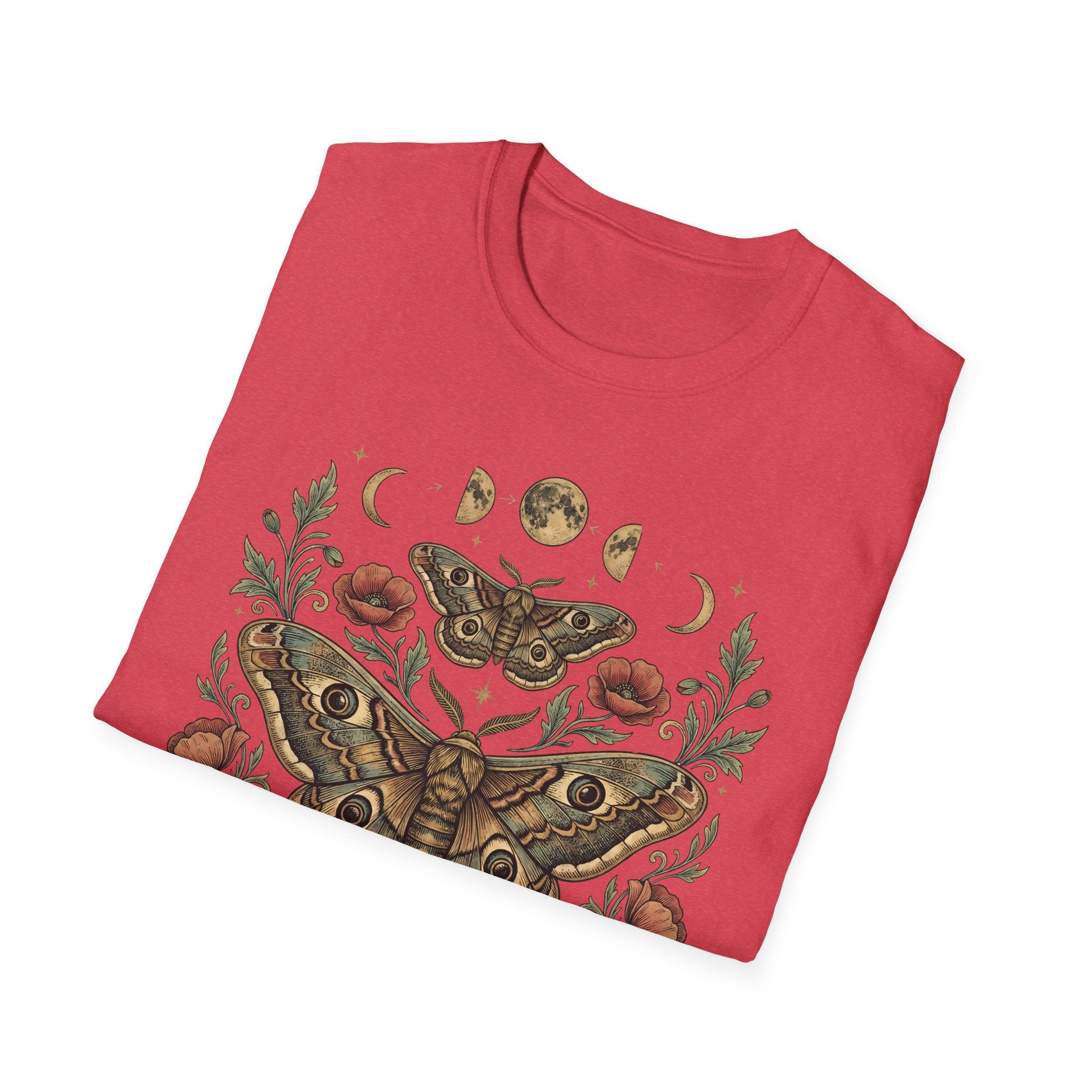 Moth & Moon Botanical T-Shirt — Vintage Poppy Moth Graphic Tee