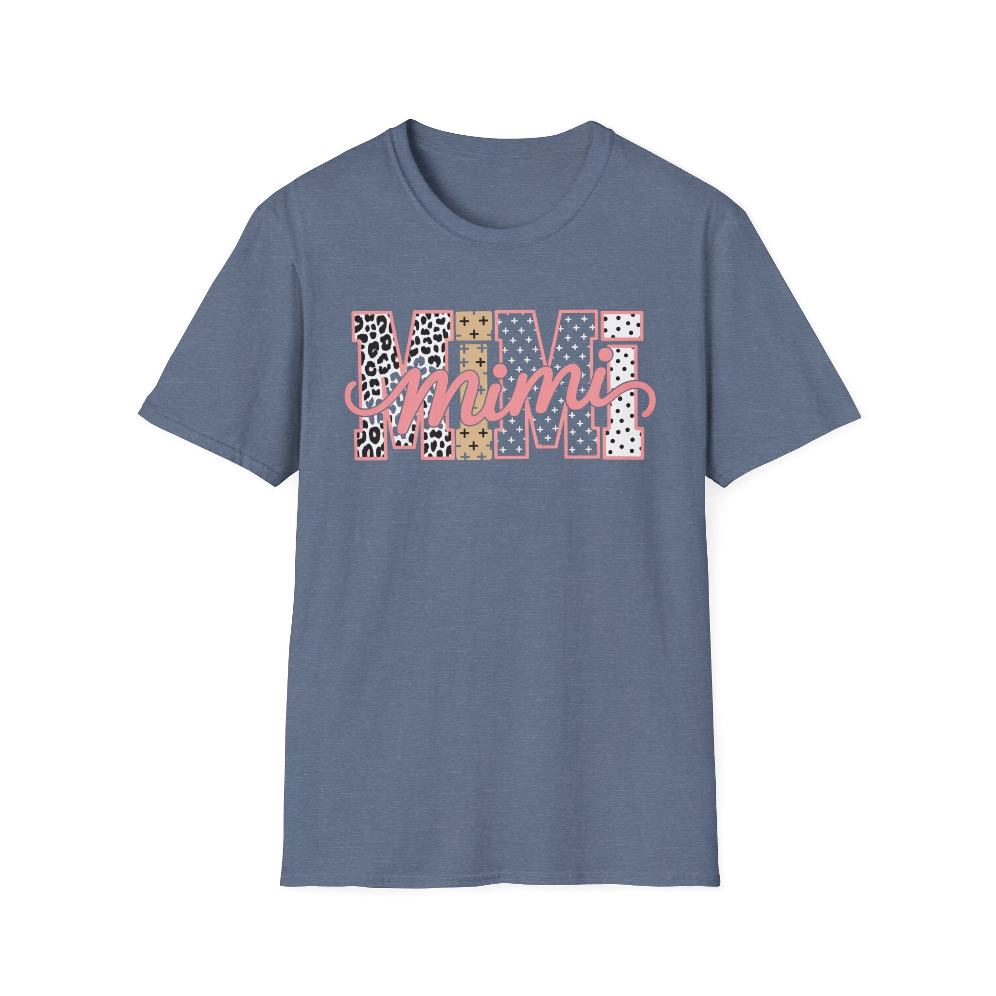 Mimi Leopard Patchwork T‑Shirt — Cute Floral & Animal Print "Mimi" Graphic Tee