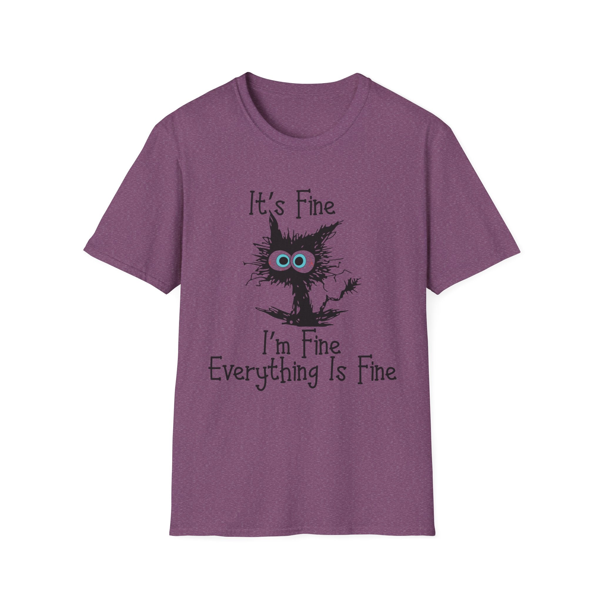It's Fine Cat T-Shirt — Funny Grunge Cat Graphic Tee ("It's Fine I'm Fine Everything Is Fine")