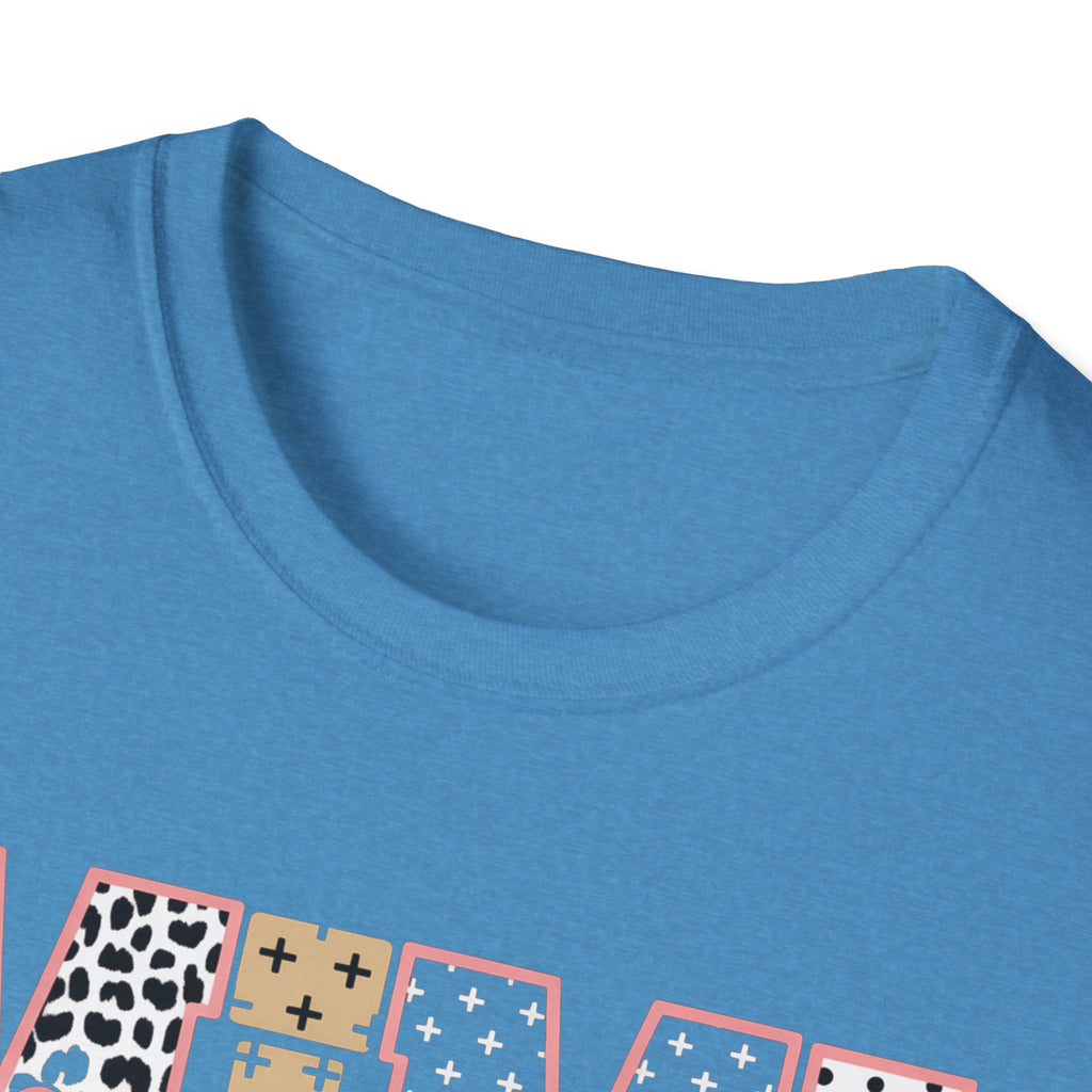Mimi Leopard Patchwork T‑Shirt — Cute Floral & Animal Print "Mimi" Graphic Tee