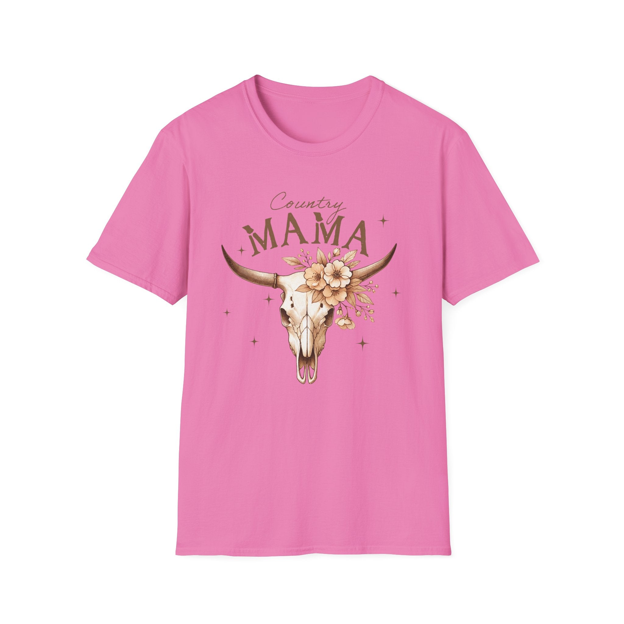 Country Mama T-Shirt — Floral Longhorn Skull Graphic
