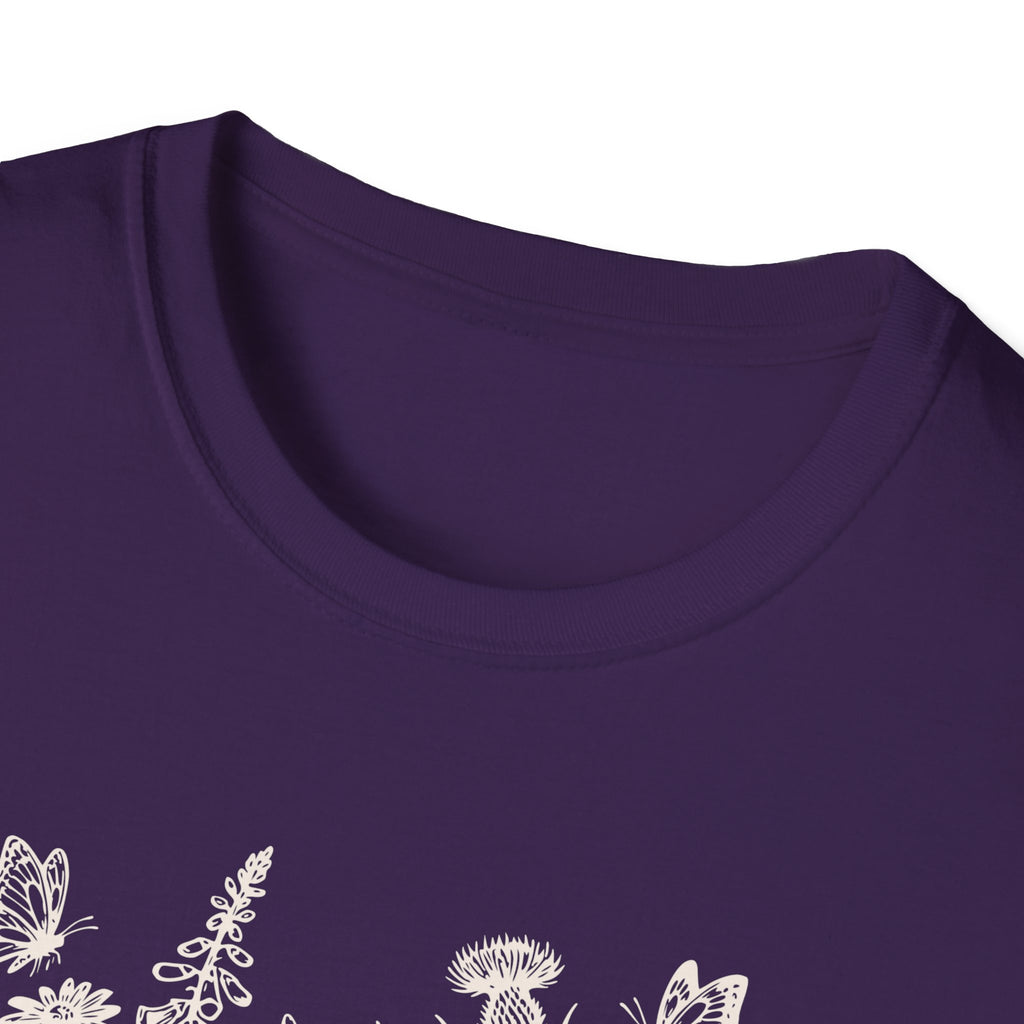 Skeleton Reading in Wildflowers T-Shirt — Gothic Floral Skull Tee