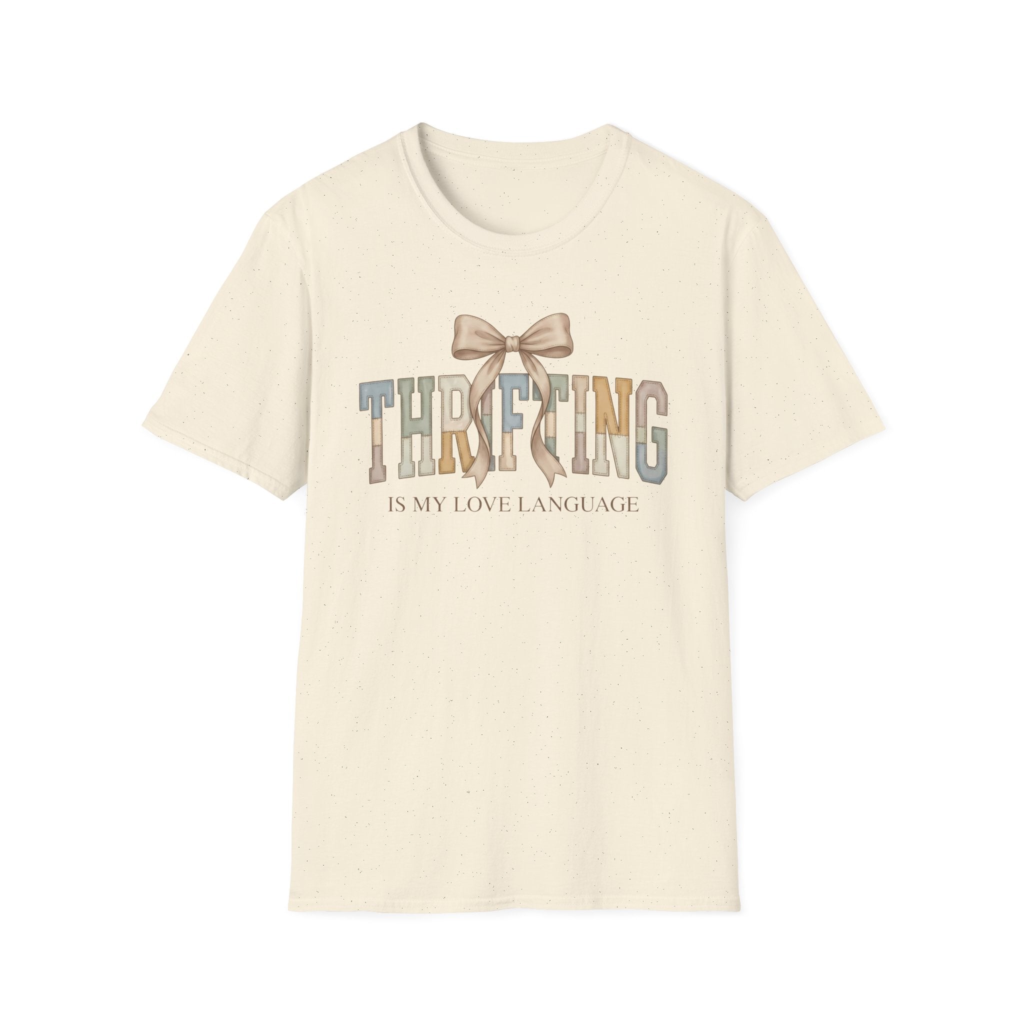 Thrifting Is My Love Language T-Shirt – Retro Bow Vintage Vibe Tee for Thrift Lovers