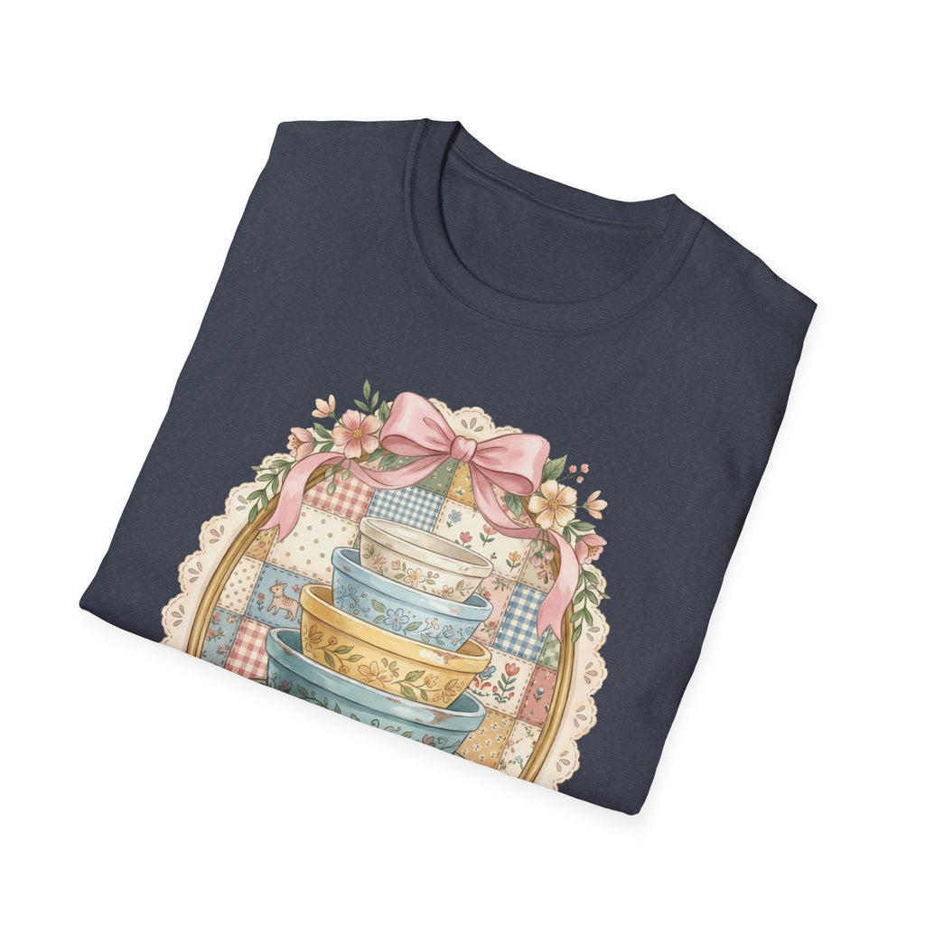Vintage Mixing Bowls T-Shirt — Shabby Chic Kitchen Stack Graphic Tee