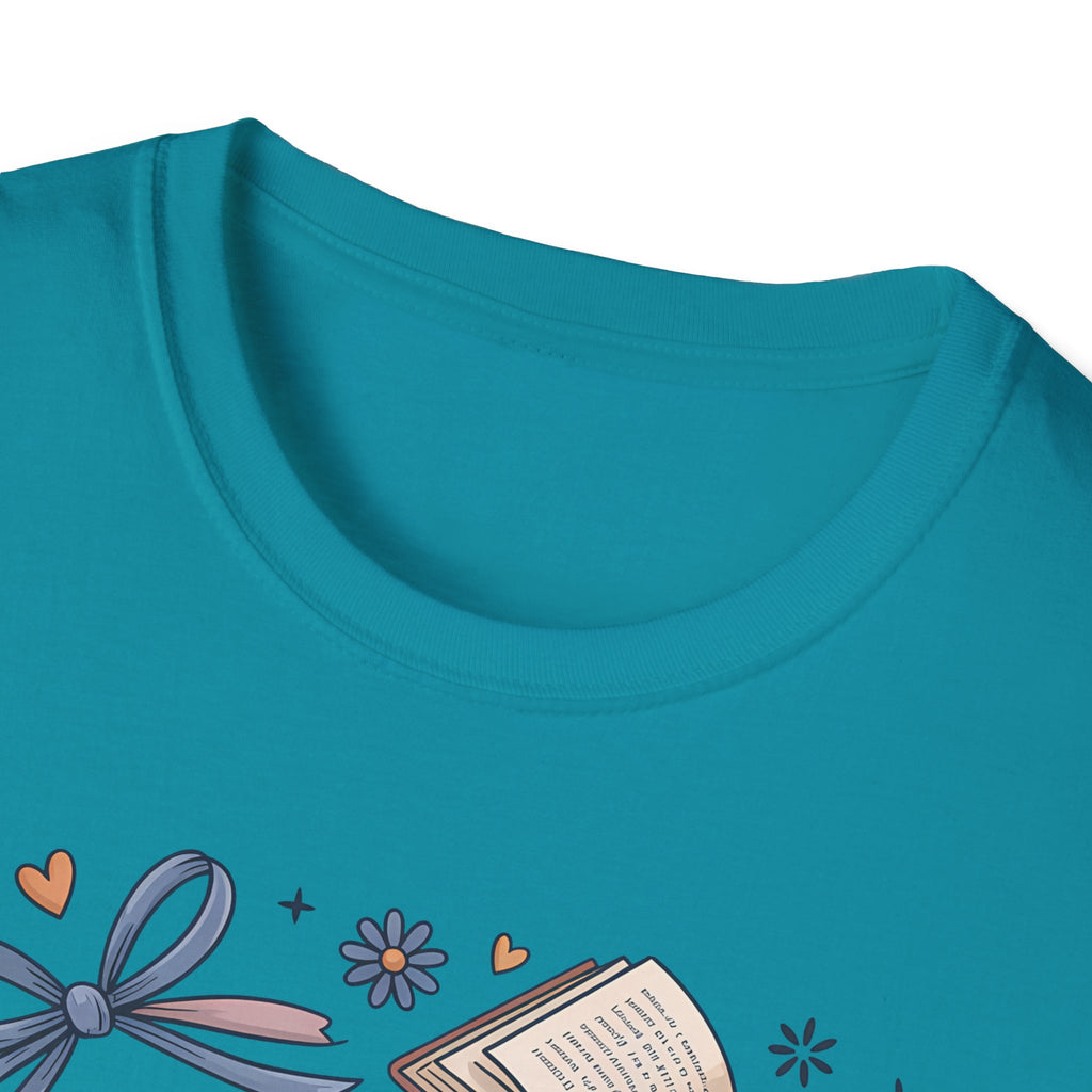 T-Shirt — "Just One More Chapter" Book Lover Tee with Glasses & Coffee