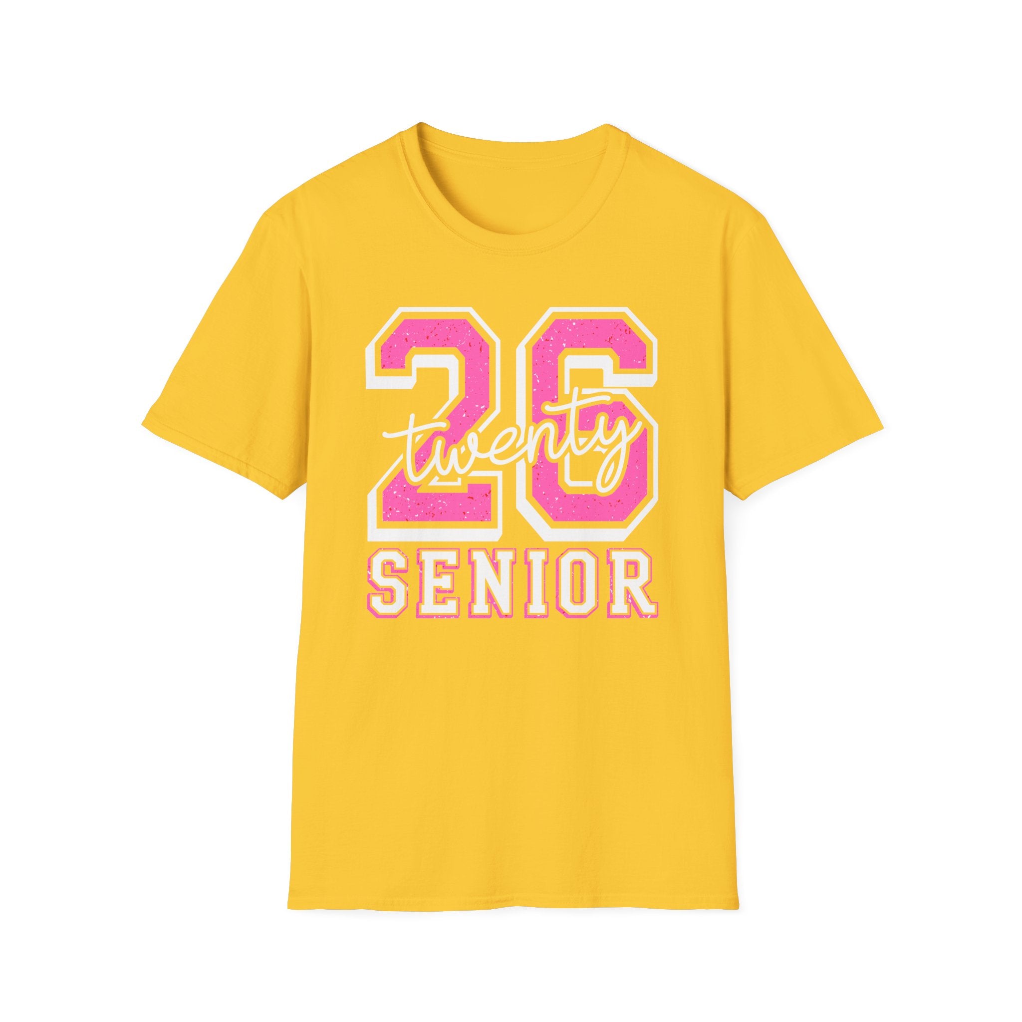 Senior Class of 26 T-Shirt — "twenty 26" Pink Varsity Senior Tee