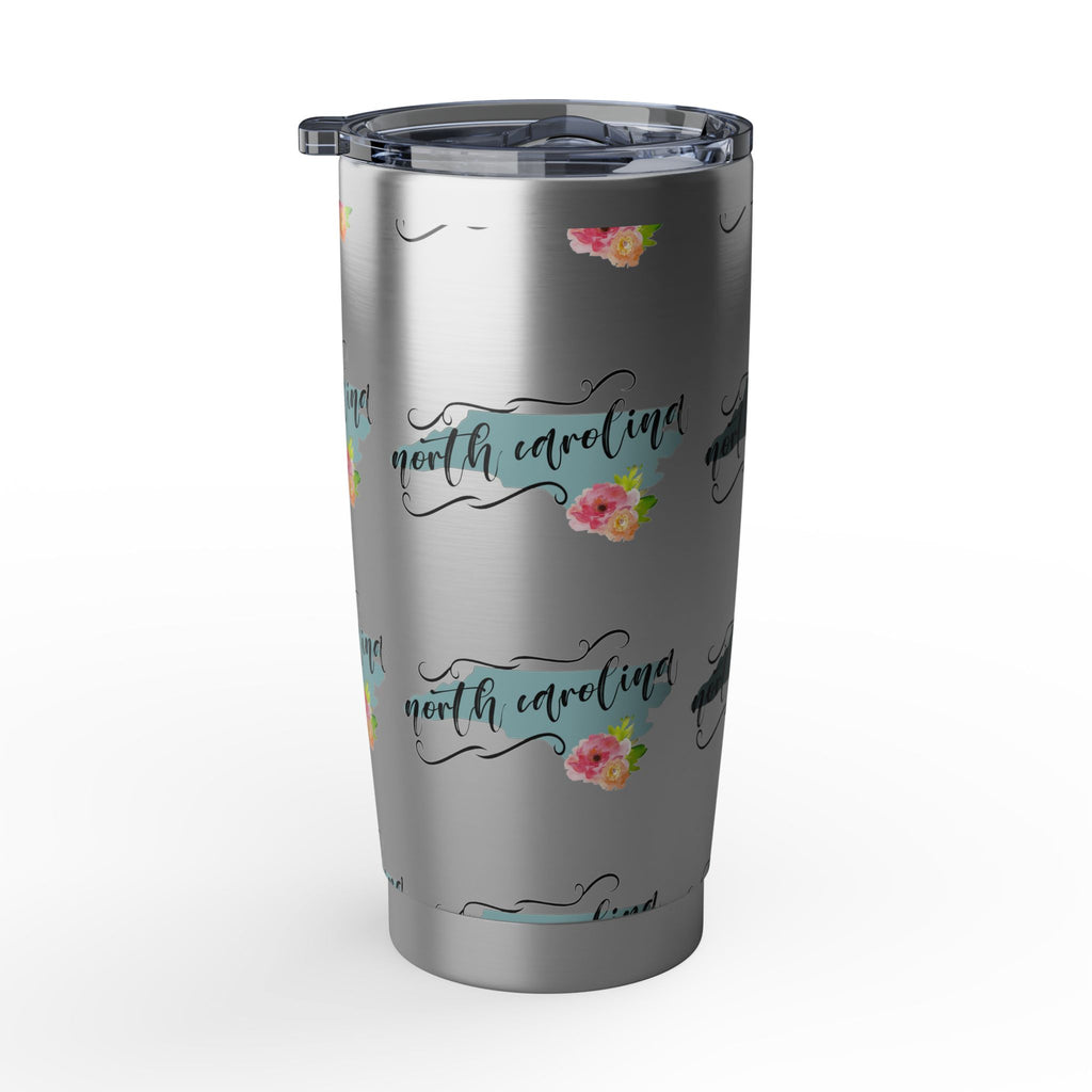 North Carolina Floral Travel Tumbler — 20oz Insulated Stainless Cup