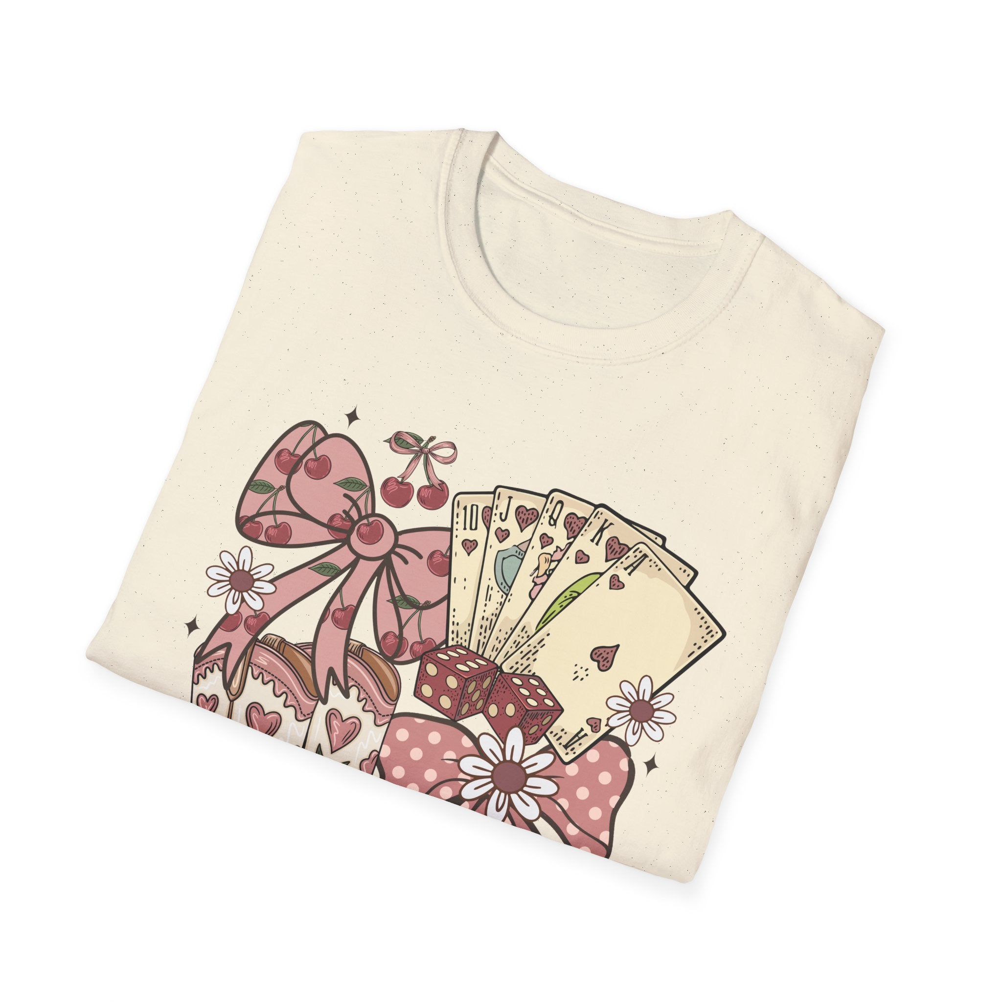 Cowgirl Aesthetic T‑Shirt — Western Boots, Cards & Ribbon Graphic