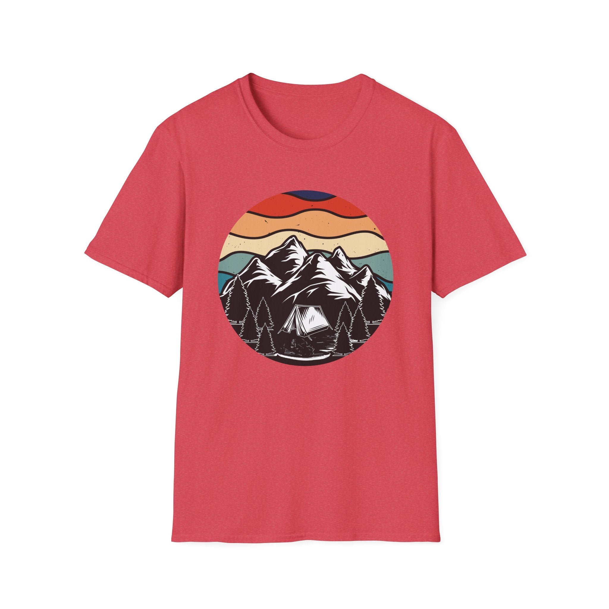 Retro Mountain Graphic T-Shirt — Sunset Camping Wilderness Tee