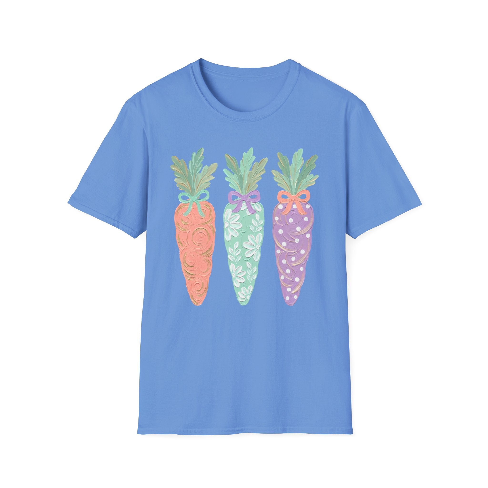 Carrot Trio Graphic T-Shirt — Pastel Floral Easter Tee