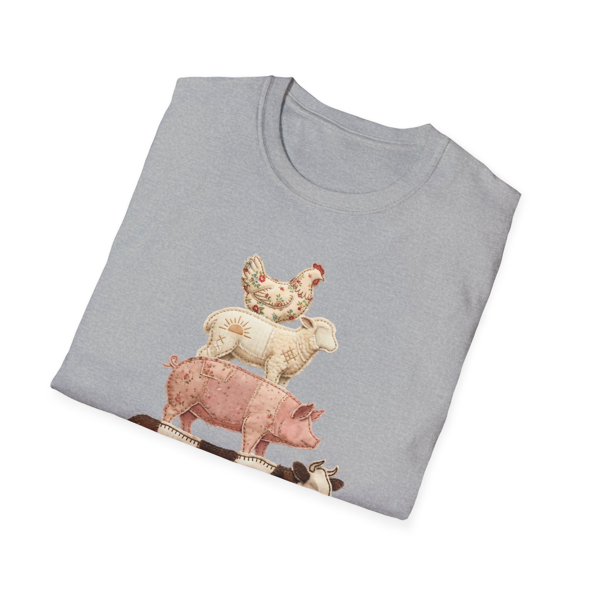 Farm Animal Stack T-Shirt — Vintage Cow, Pig, Sheep & Chicken Graphic Tee