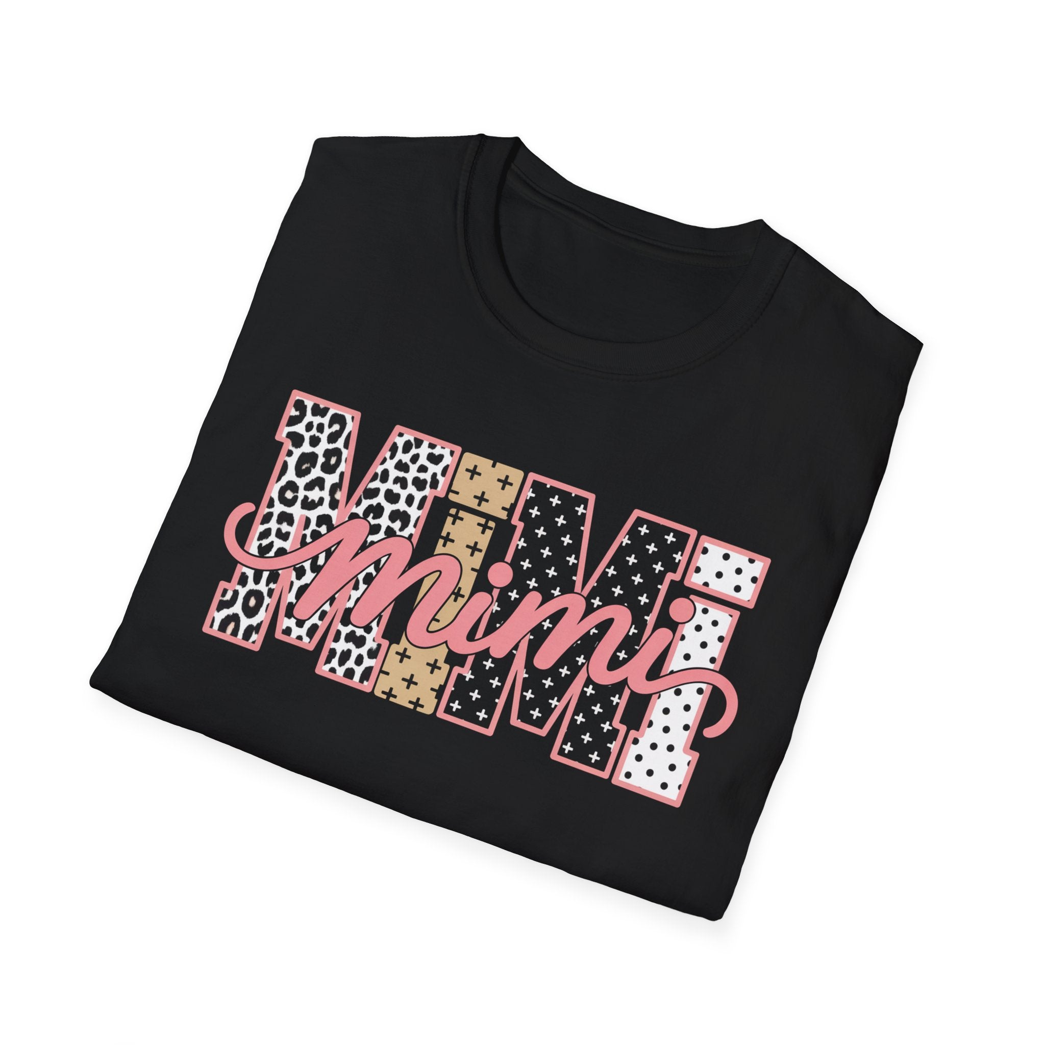 Mimi Leopard Patchwork T‑Shirt — Cute Floral & Animal Print "Mimi" Graphic Tee