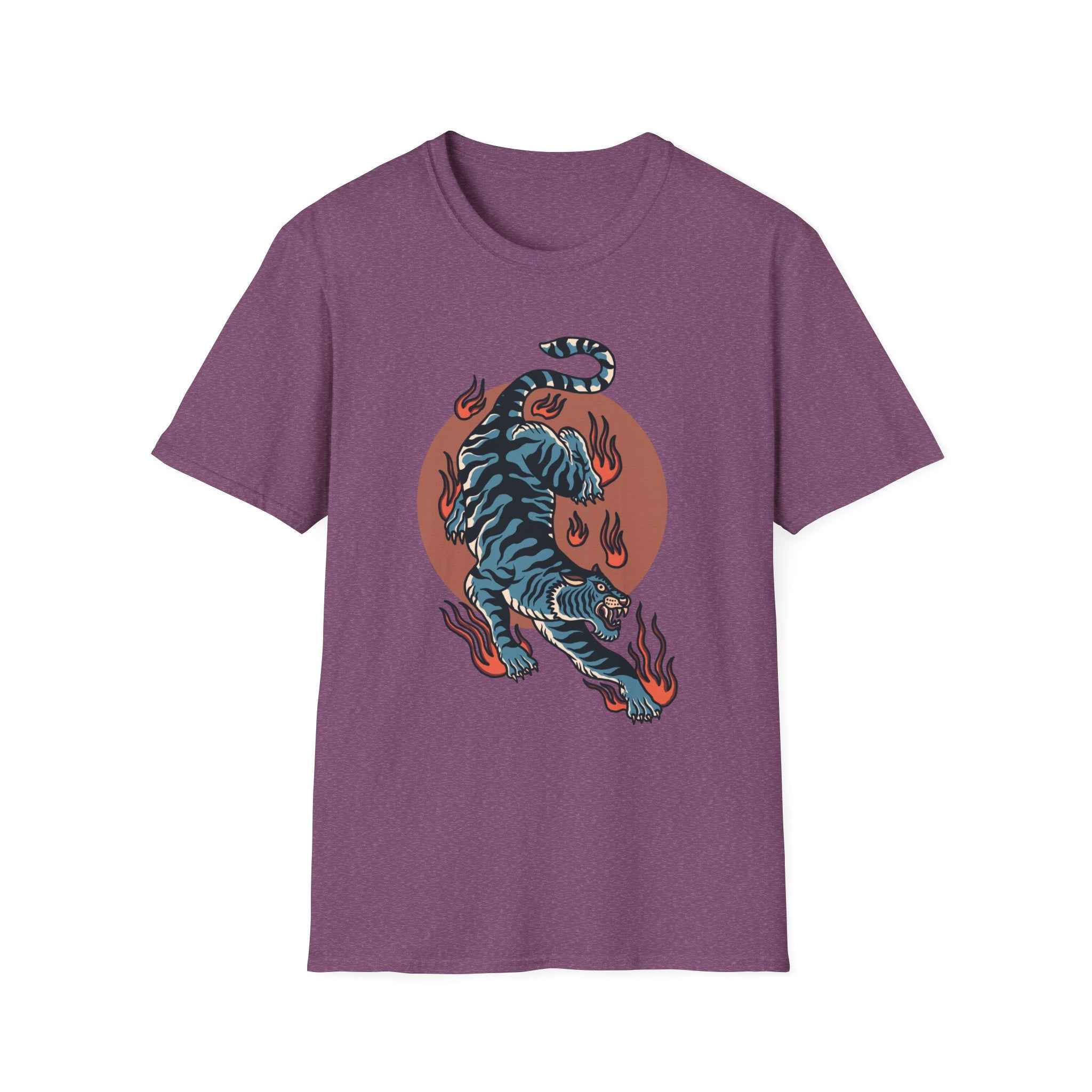 Tiger Blaze T-Shirt — Retro Flaming Tiger Graphic Tee