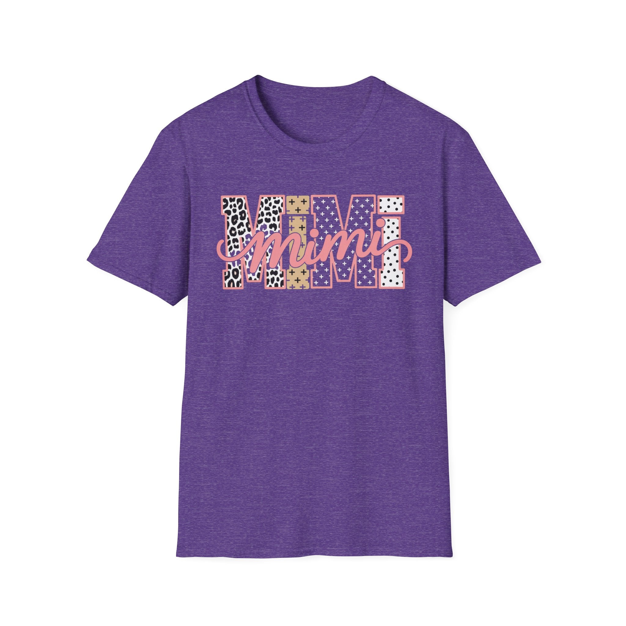 Mimi Leopard Patchwork T‑Shirt — Cute Floral & Animal Print "Mimi" Graphic Tee