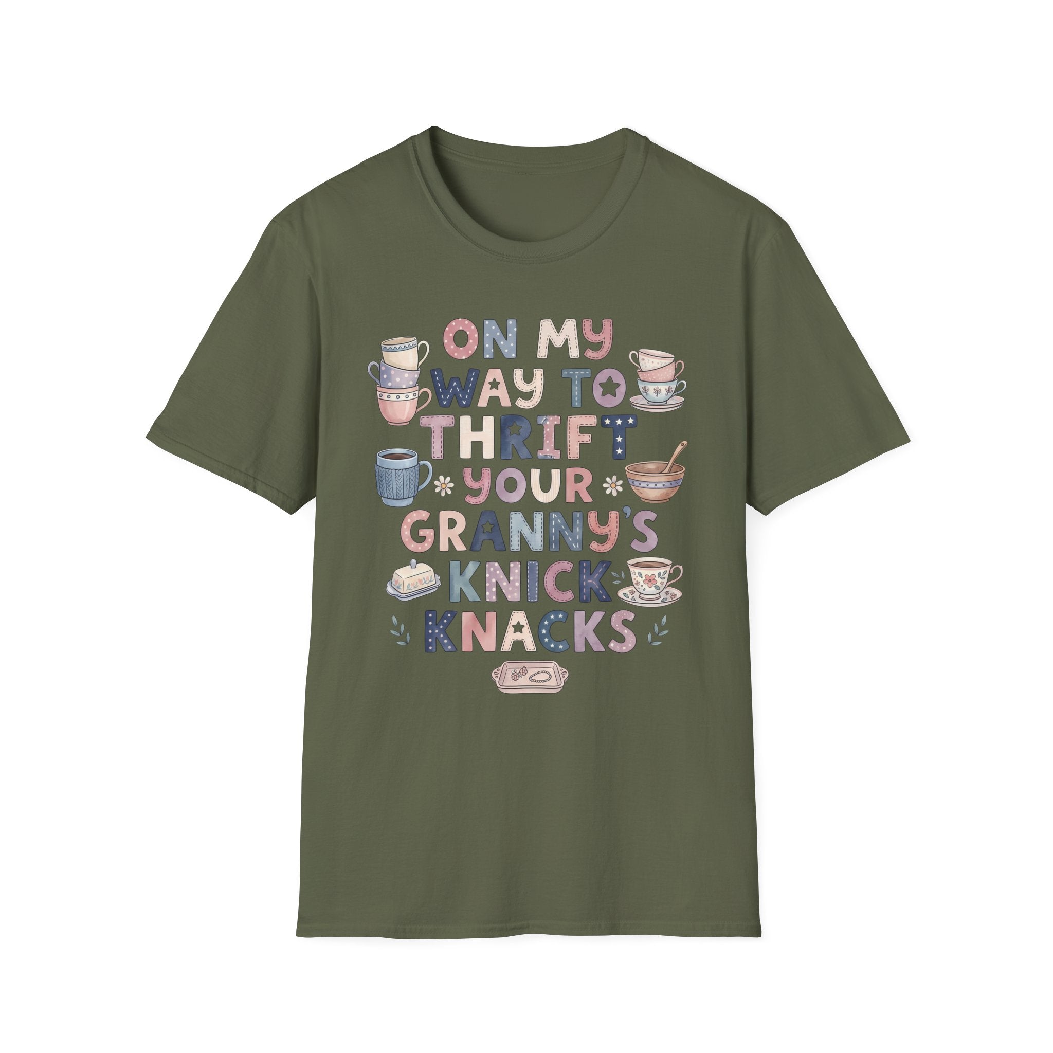 Thrifted Finds Tee — “On My Way to Thrift Your Granny’s Knick Knacks” Vintage Coffee Graphic T-Shirt