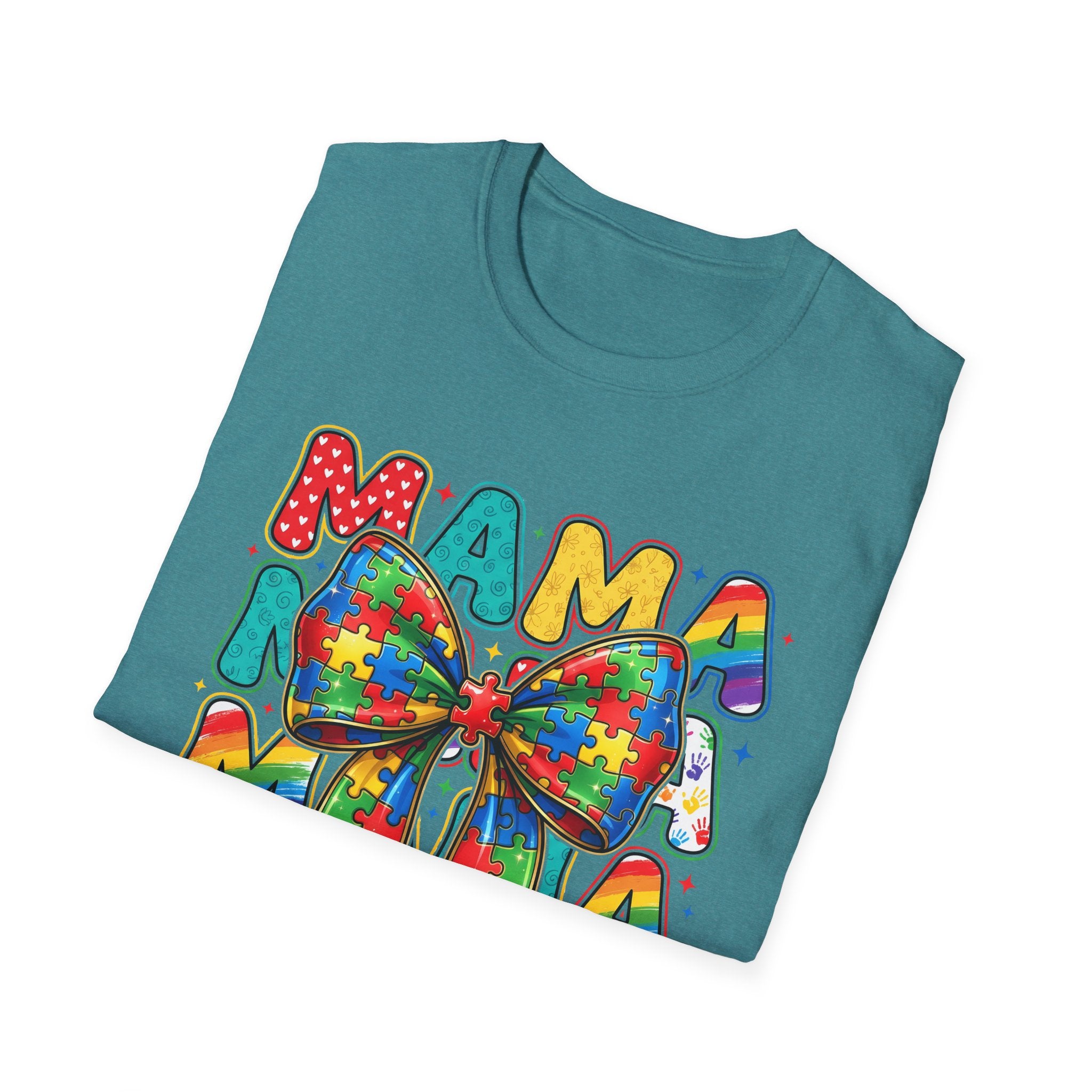 Autism Awareness Mama T-Shirt — Puzzle Ribbon Mom Tee for Autism Support