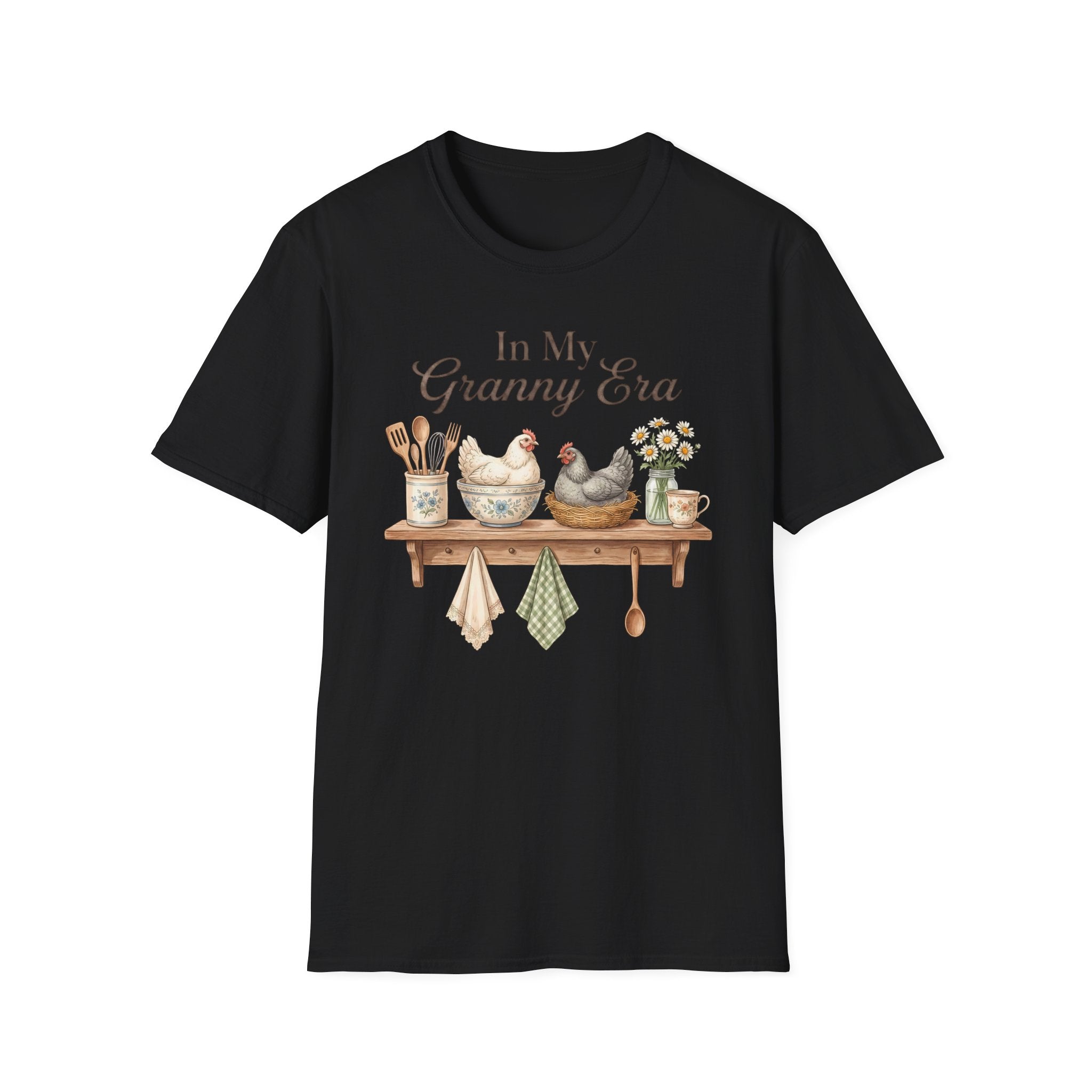 T-Shirt — "In My Granny Era" Vintage Kitchen Chickens Graphic