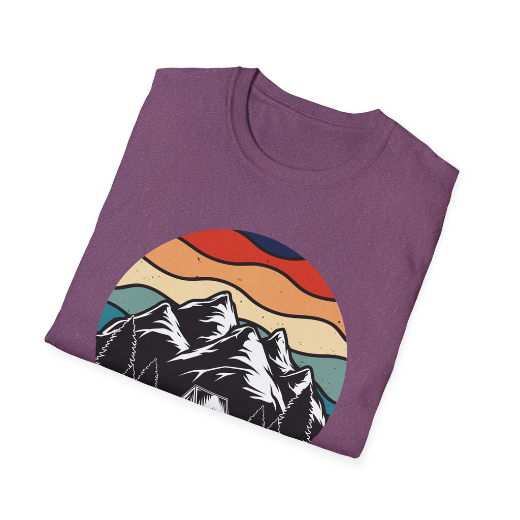 Retro Mountain Graphic T-Shirt — Sunset Camping Wilderness Tee