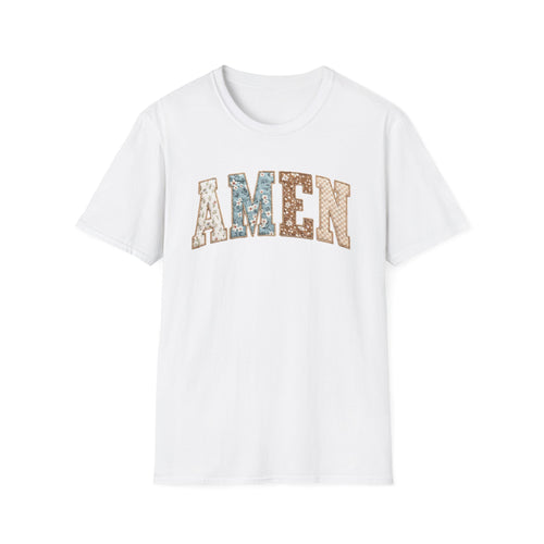 Amen Floral T-Shirt — Vintage Patchwork Faith Tee
